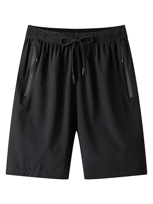 Loose Men's Drawstring Waist Shorts With Zippered Pockets