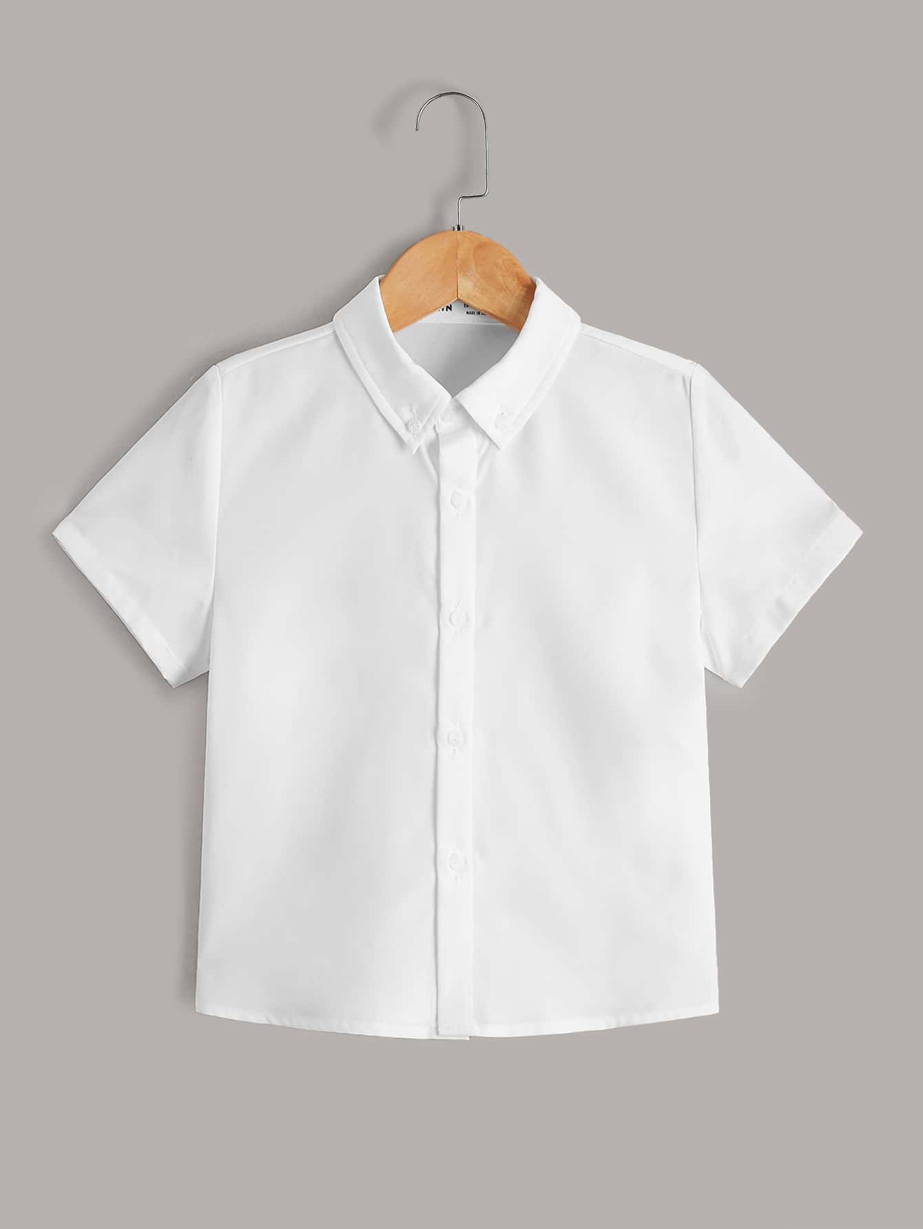 Young Boy Solid Button Front Shirt