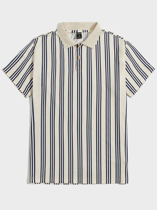 Men Striped Pattern Polo Shirt