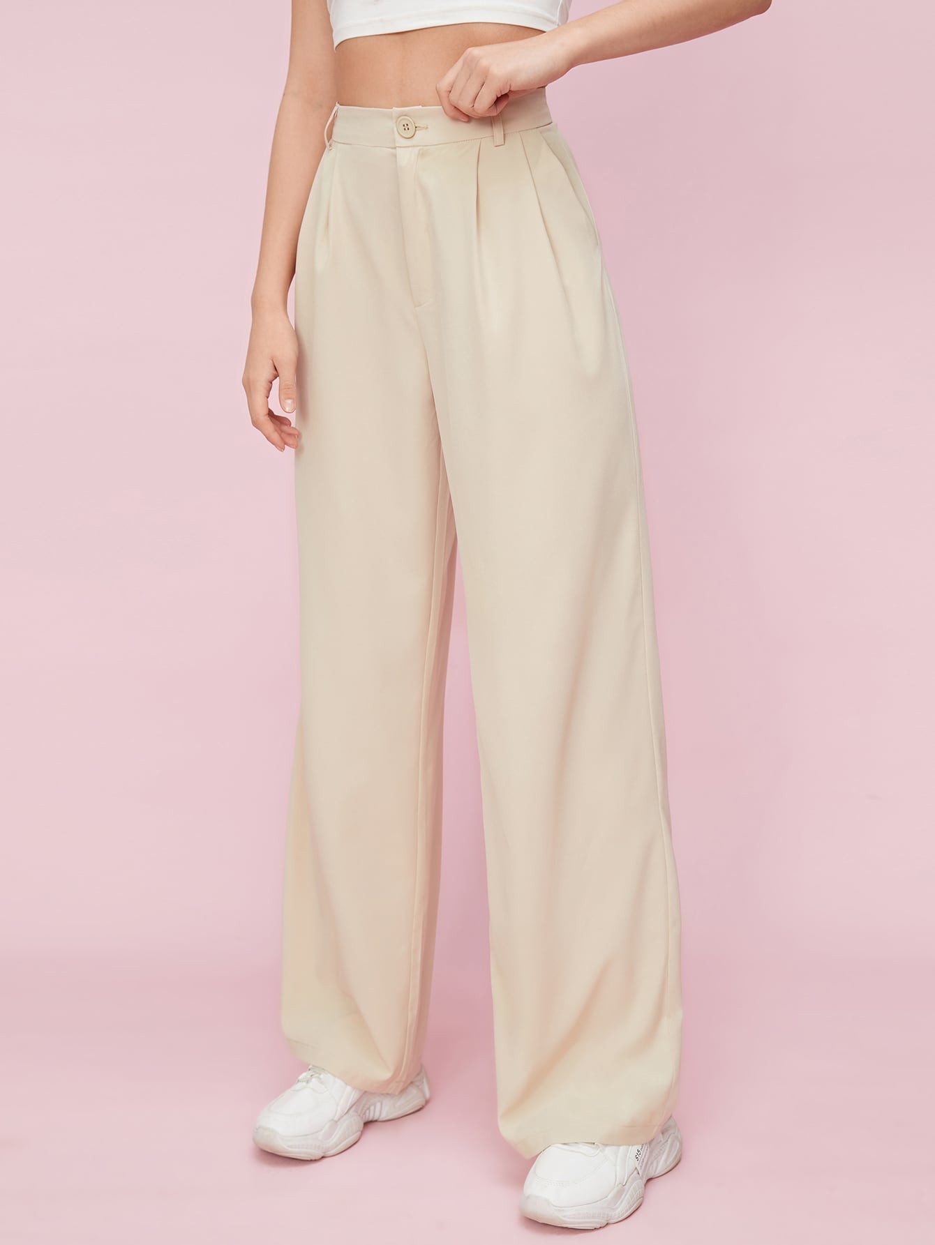 Summer Outfits Solid Zip Up Straight Leg Pants