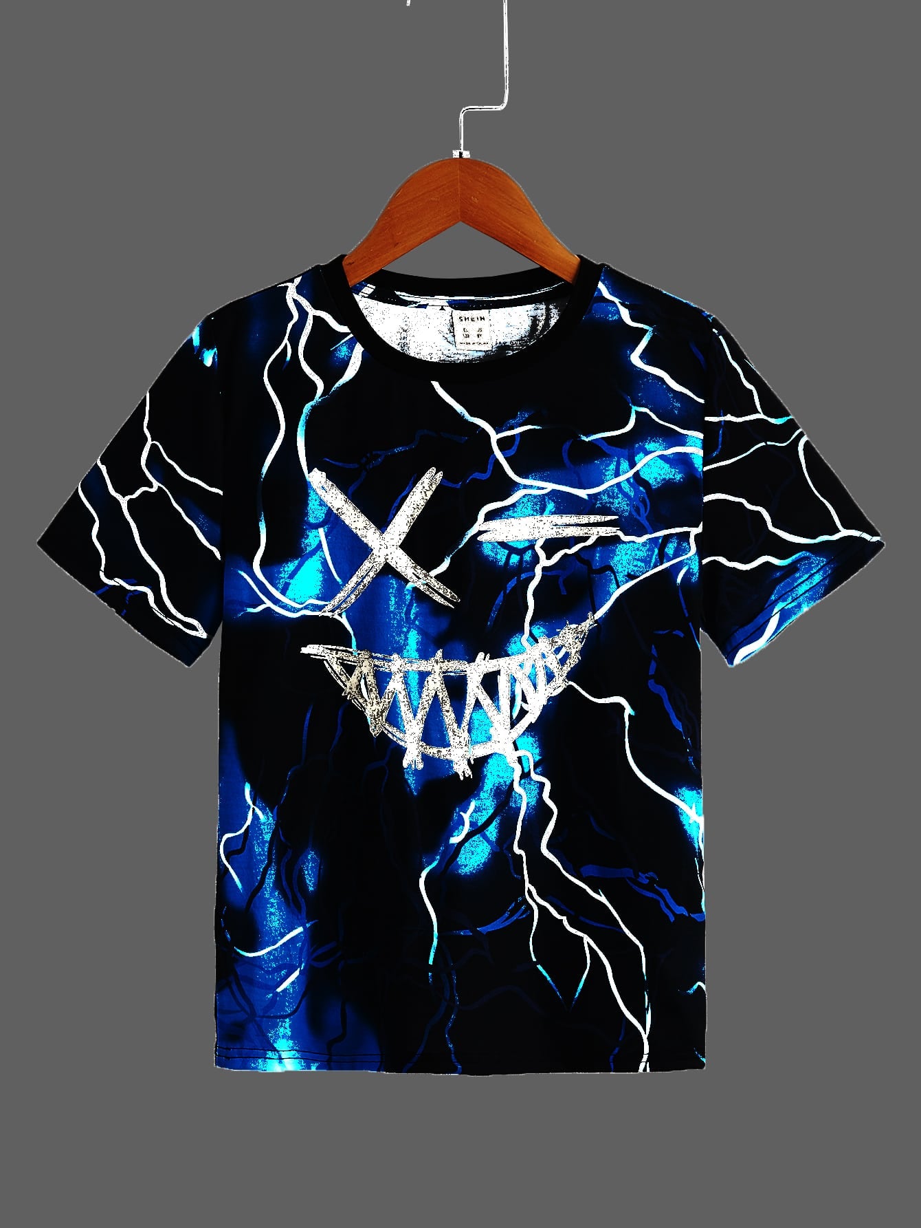 Tween Boys Extended Size Glow-In-The-Dark Pattern Casual Short Sleeve T-Shirt