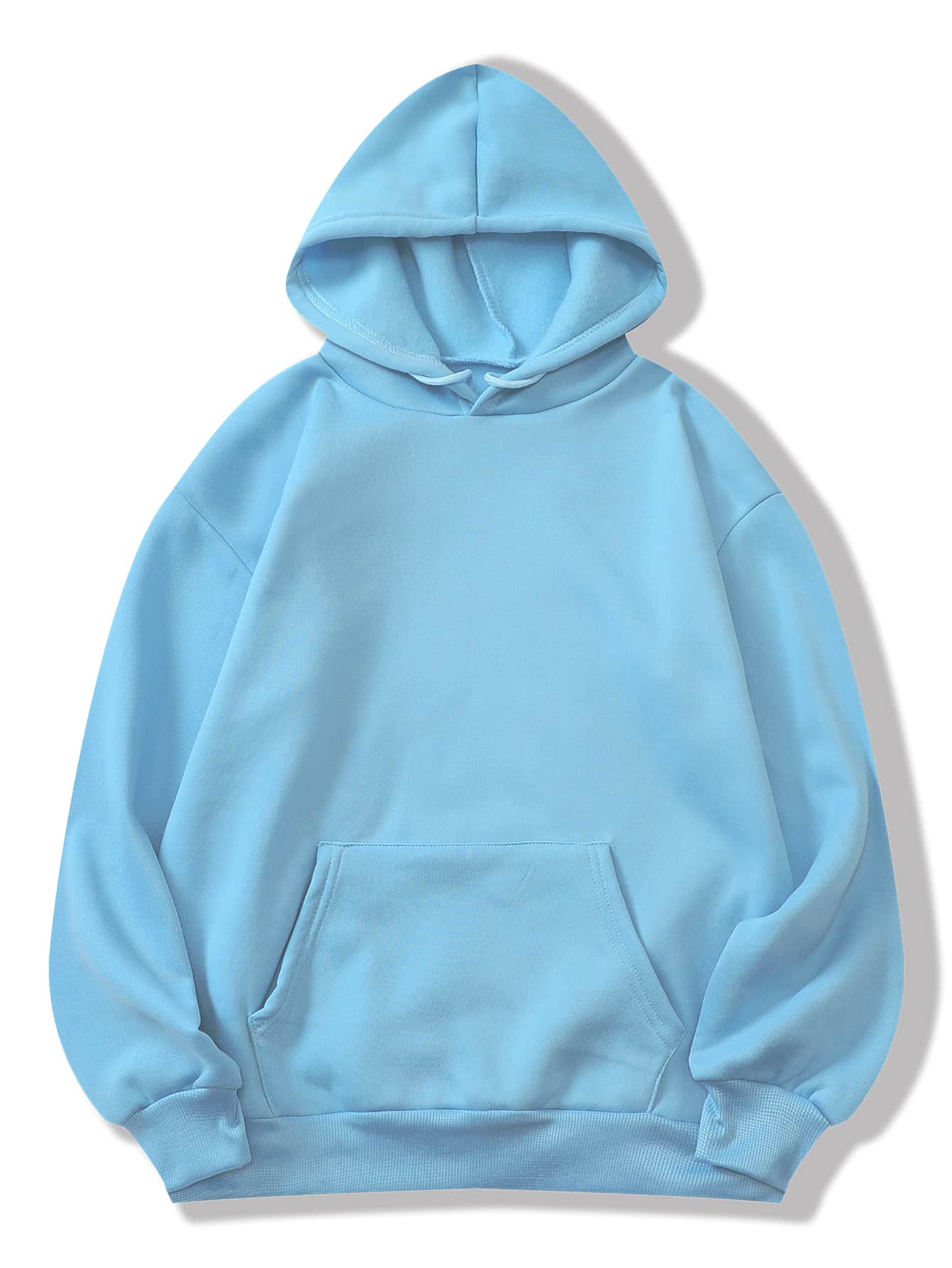 Solid Kangaroo Pocket Thermal Lined Hoodie