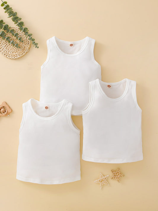 Young Boy 3pcs Solid Tank Top