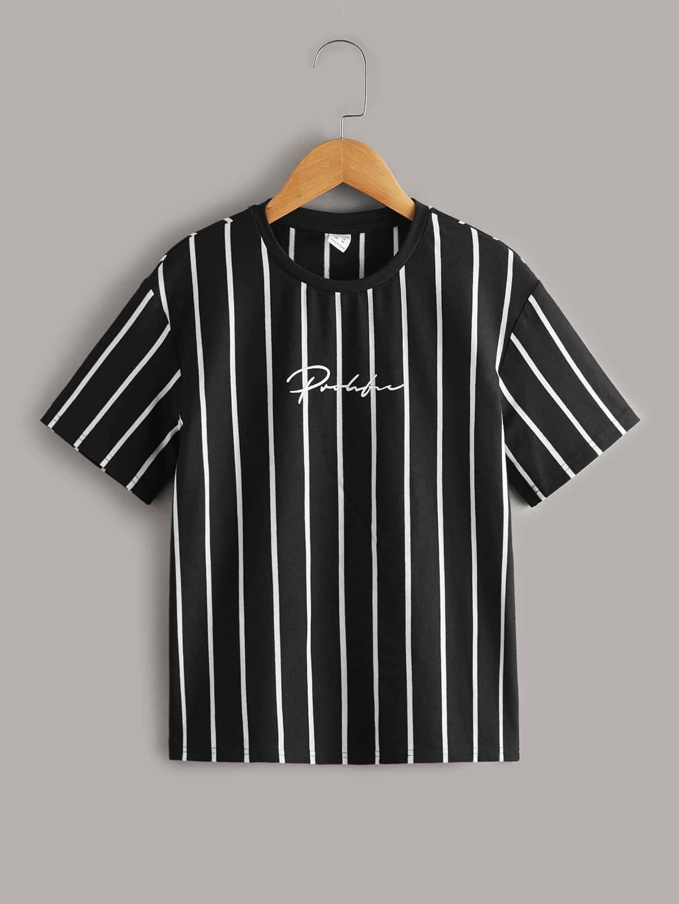 Tween Boys Extended Size Casual Loose Fit Short Sleeve Striped T-Shirt With Printed Design, Pack Of 2 (1 Of Each Color)