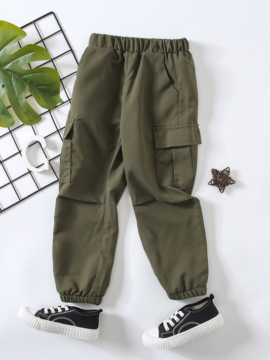 Boys' Loose And Comfortable Casual Pants In Cargo Style Style, Suitable For School, Outdoors, Sports, Hiking, Ages 4-7