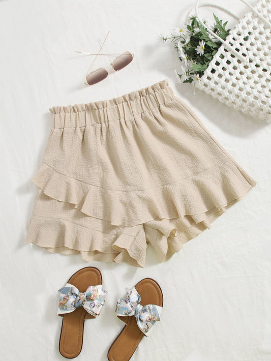 Paperbag Waist Ruffle Hem Shorts