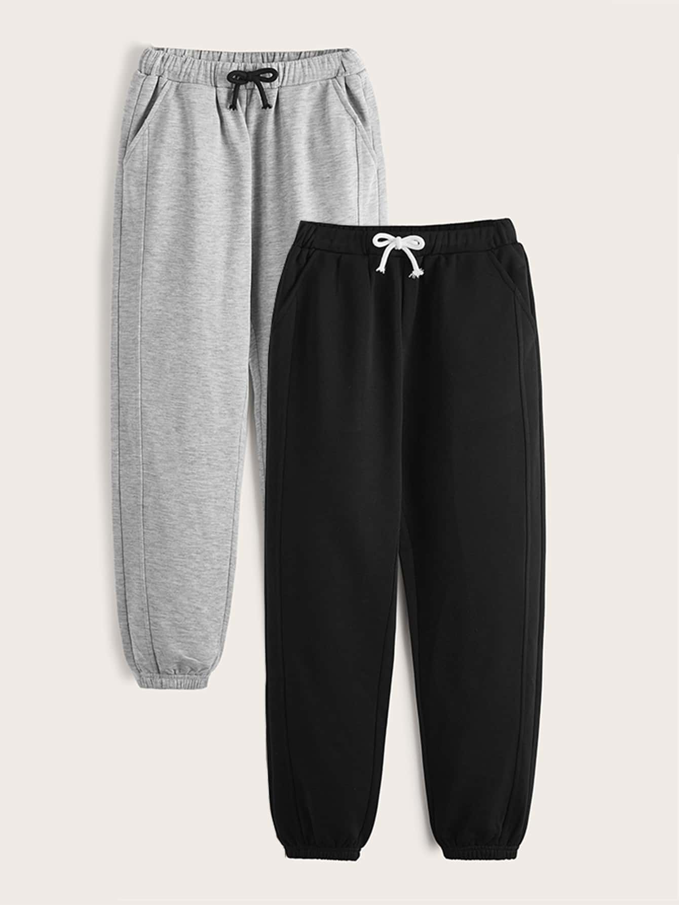 Tween Boy 2pcs/Sets College Style Elastic Waist Drawstring Sweatpants For Spring And Autumn