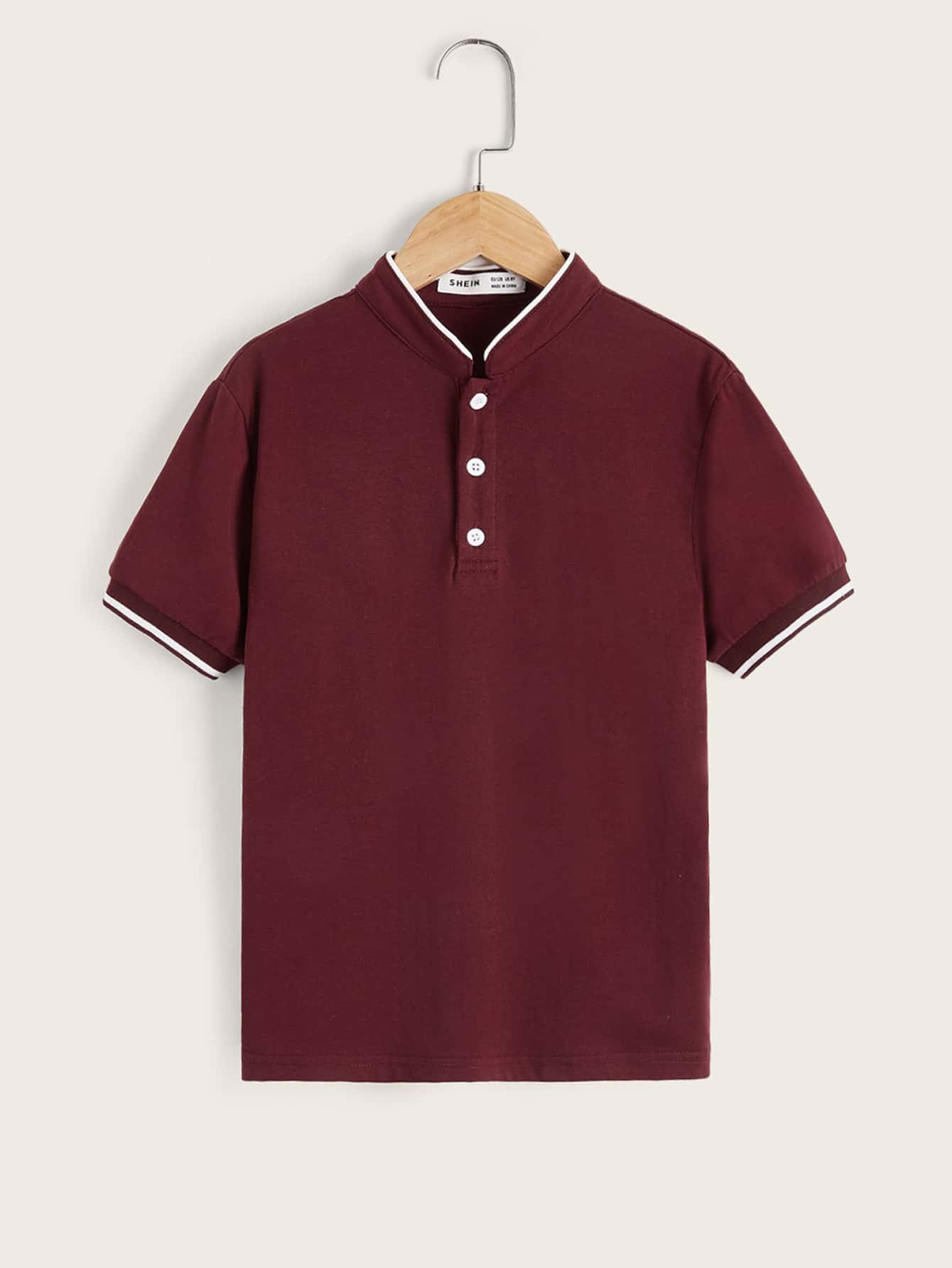 Tween Boy Baseball Collar Half-Button Polo Shirt, Casual Short Sleeve Summer Outfit