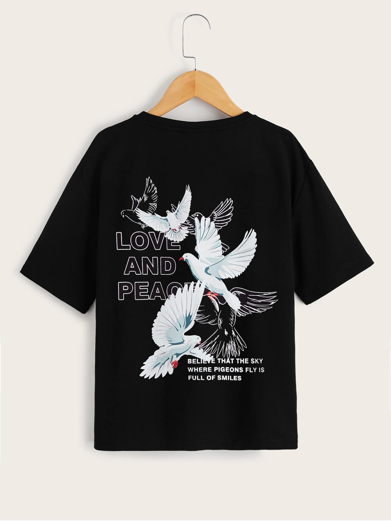 Tween Boy  Bird And Slogan Pattern Drop Shoulder T-Shirt, Casual And Suitable For Summer Daily Outfit