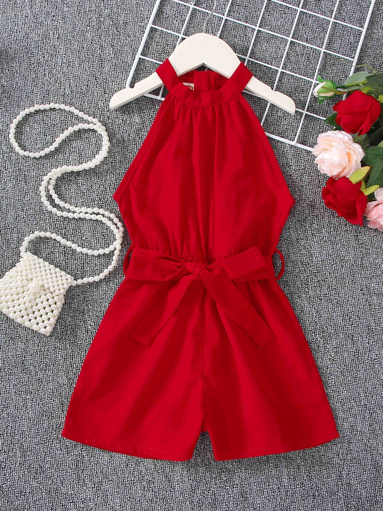 Young Girl Belted Halter Romper