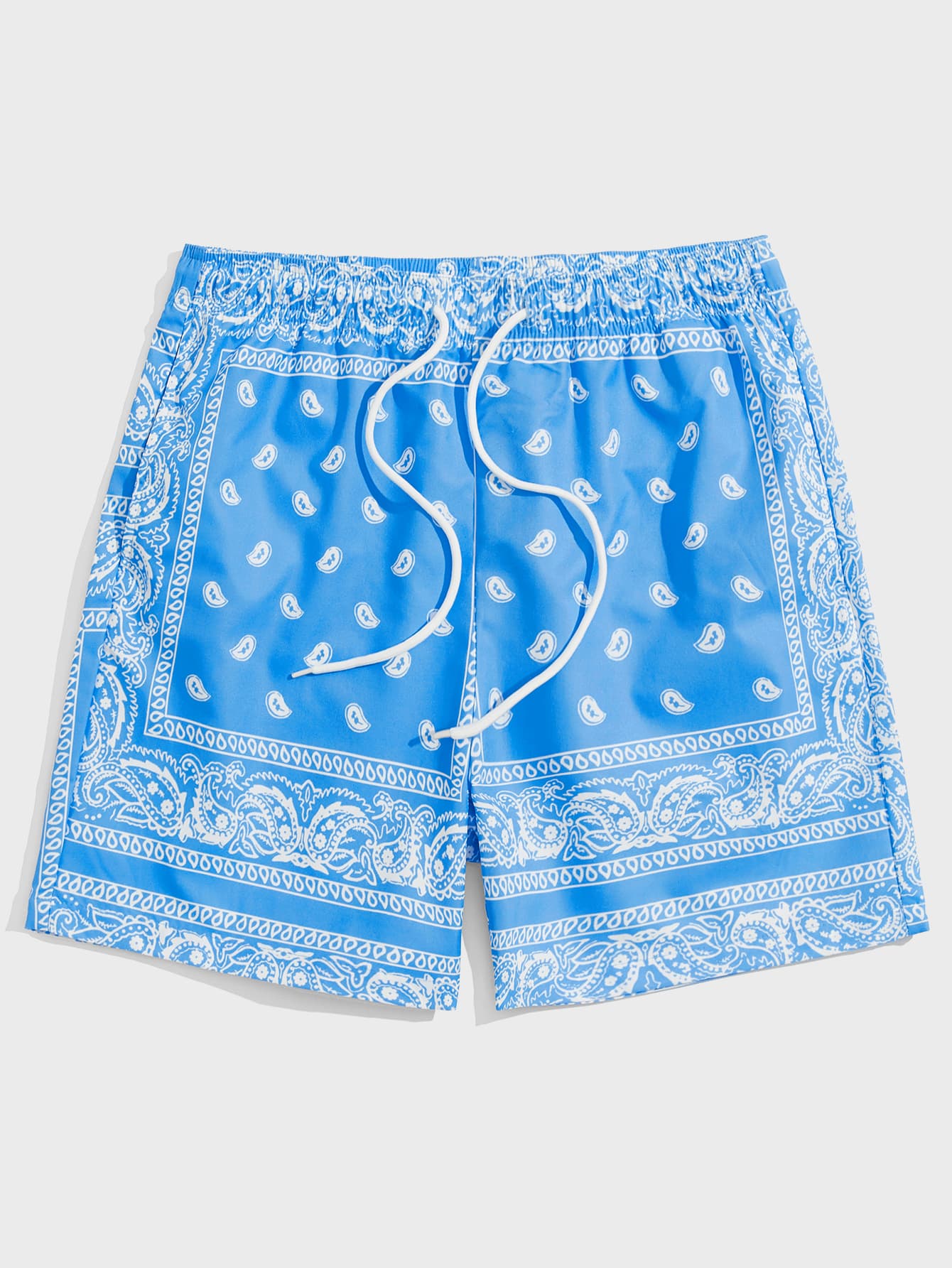 Men Drawstring Waist Paisley Print Shorts