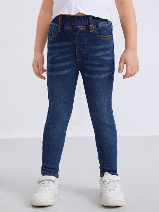 Young Girl Elastic Waist Cat Whisker Jeans