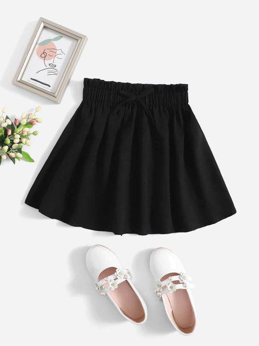 Tween Girl Paperbag Waist Bow Front Skirt