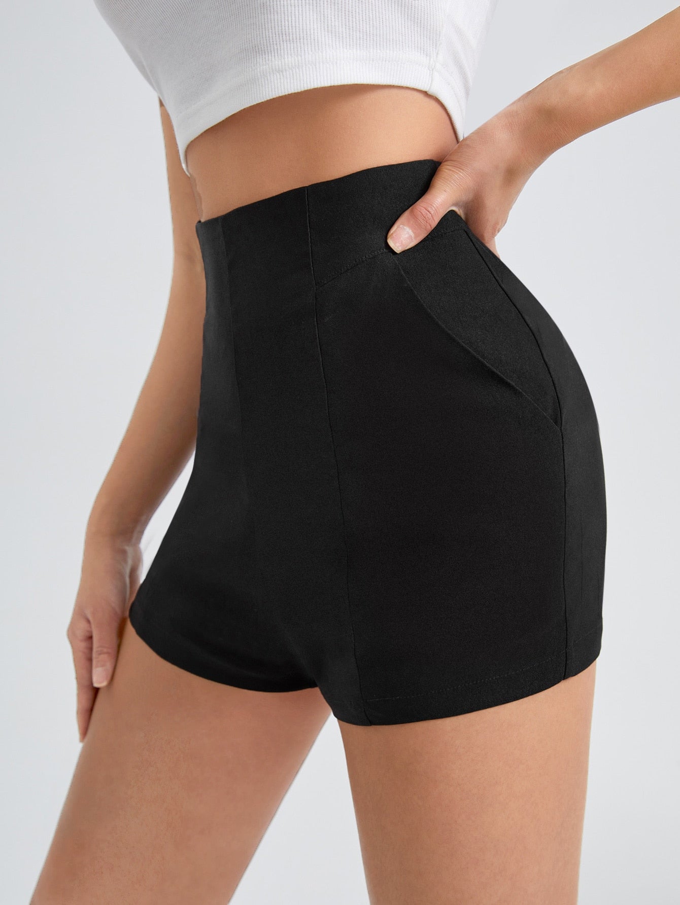 Solid Zip Side Shorts