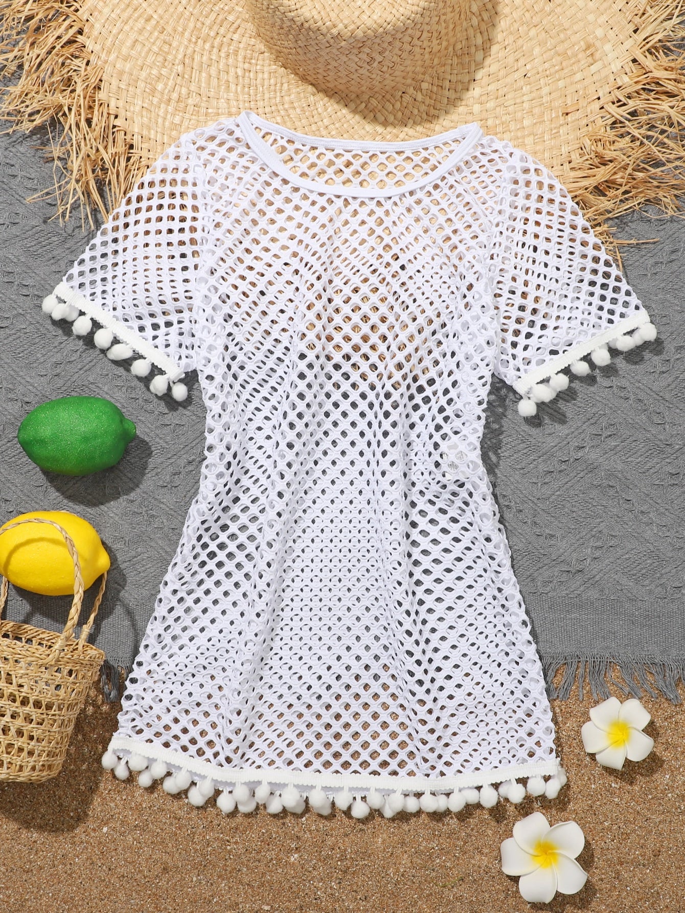 Tween Girl Sheer Short Sleeve Mesh Cover Up