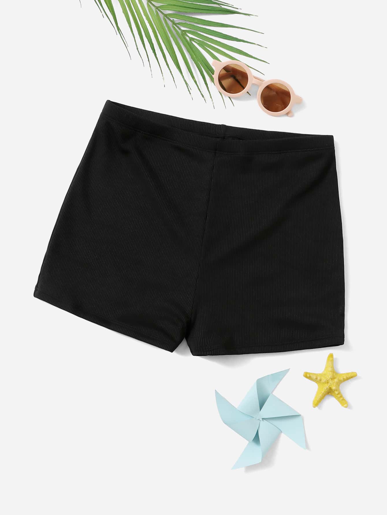 Tween Girl Plain Rib Bikini Shorts