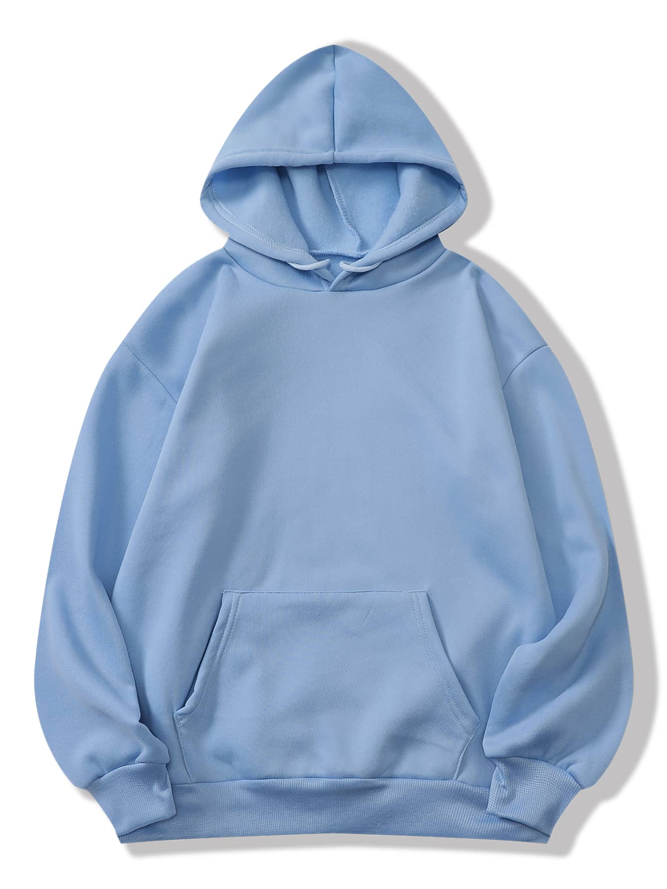 Solid Kangaroo Pocket Thermal Lined Hoodie