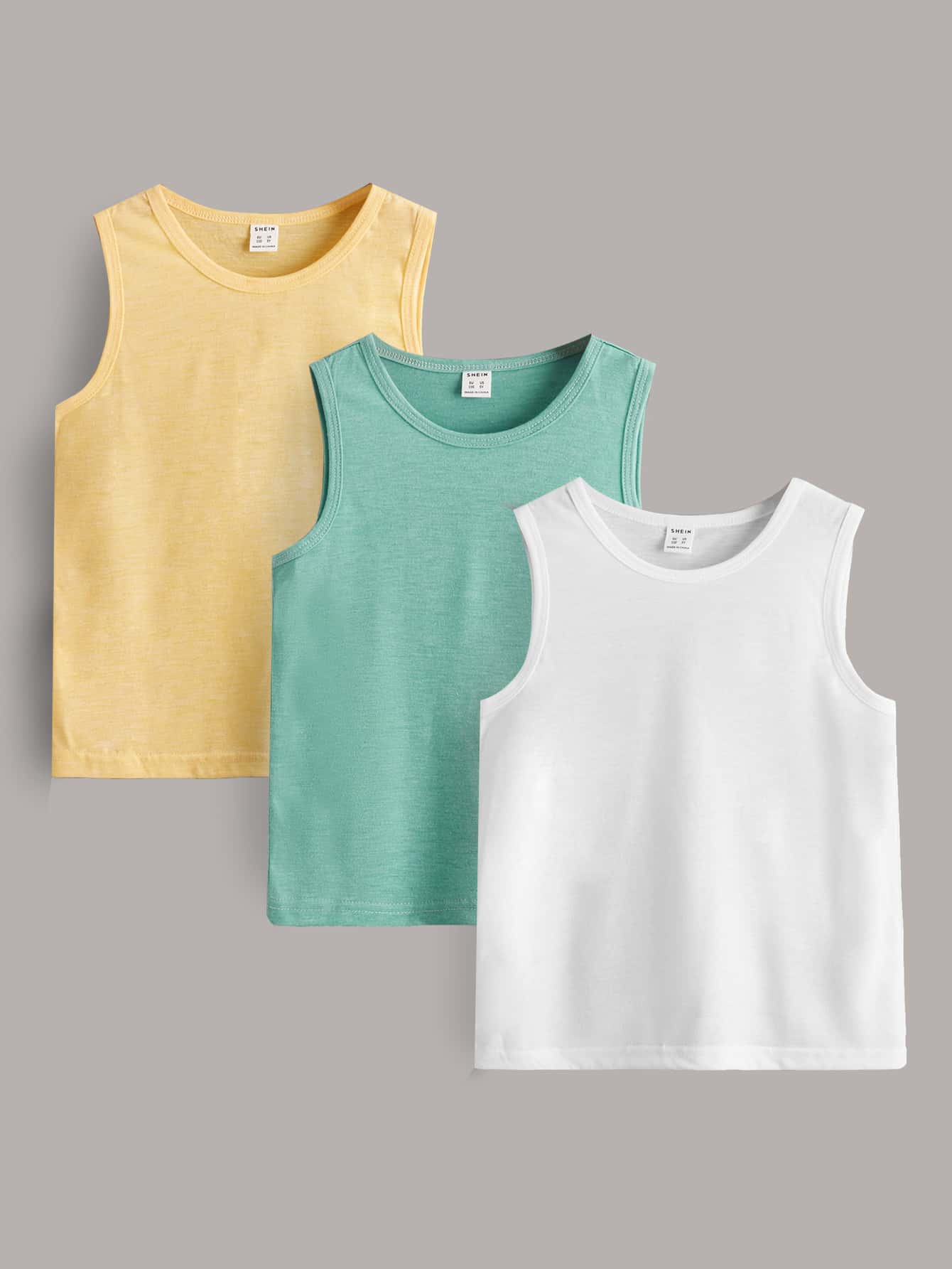 Young Boy 3pcs Solid Tank Top