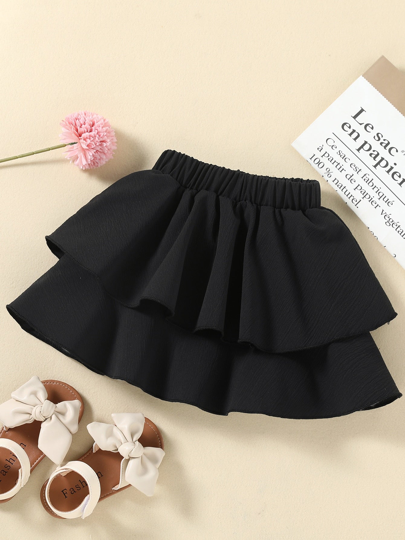 Young Girl Cute & Double Layer Short Skirt For Sweet Princess Look, Perfect For Summer Holiday