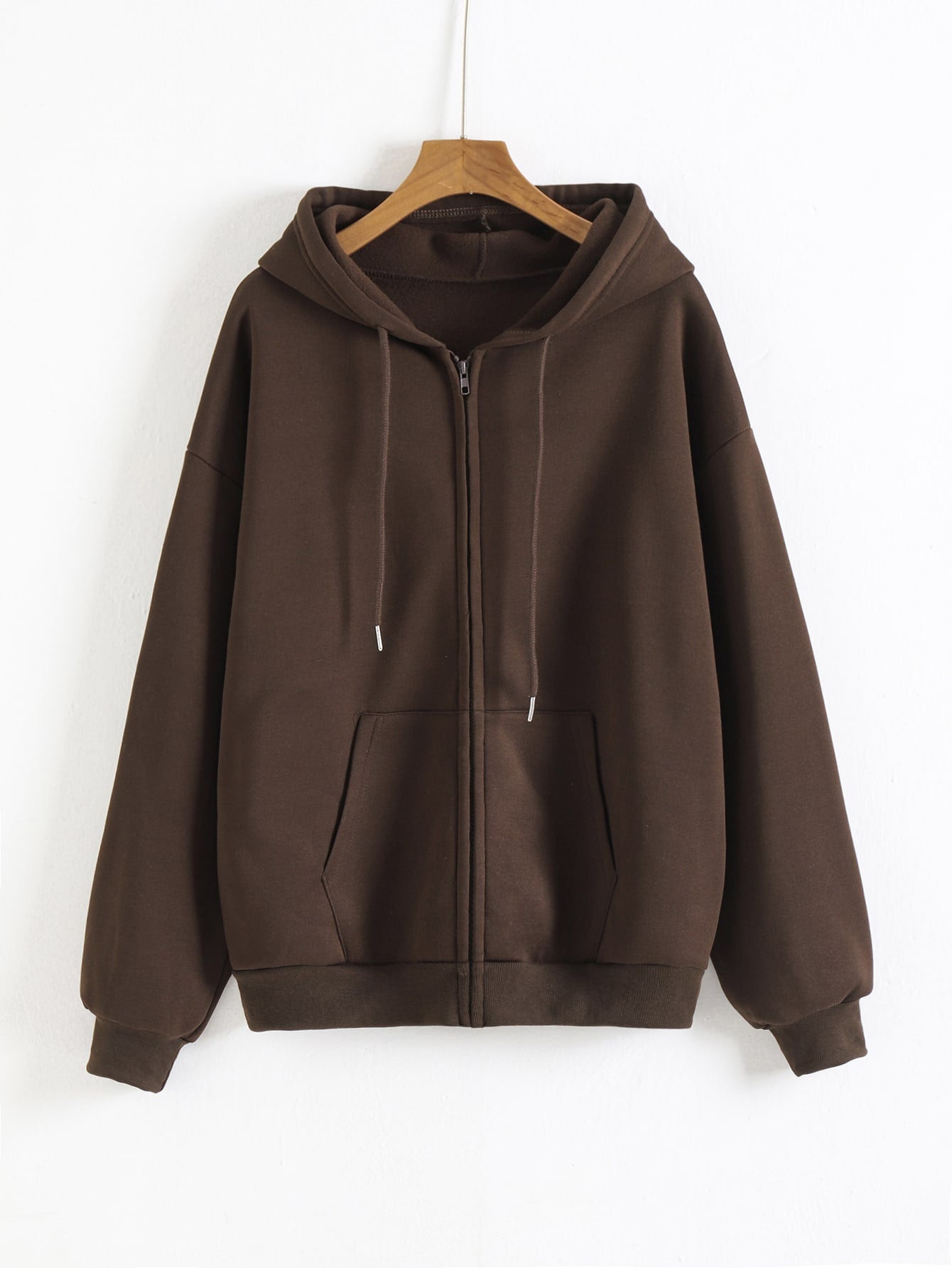 Zip Up Drawstring Thermal Lined Hoodie