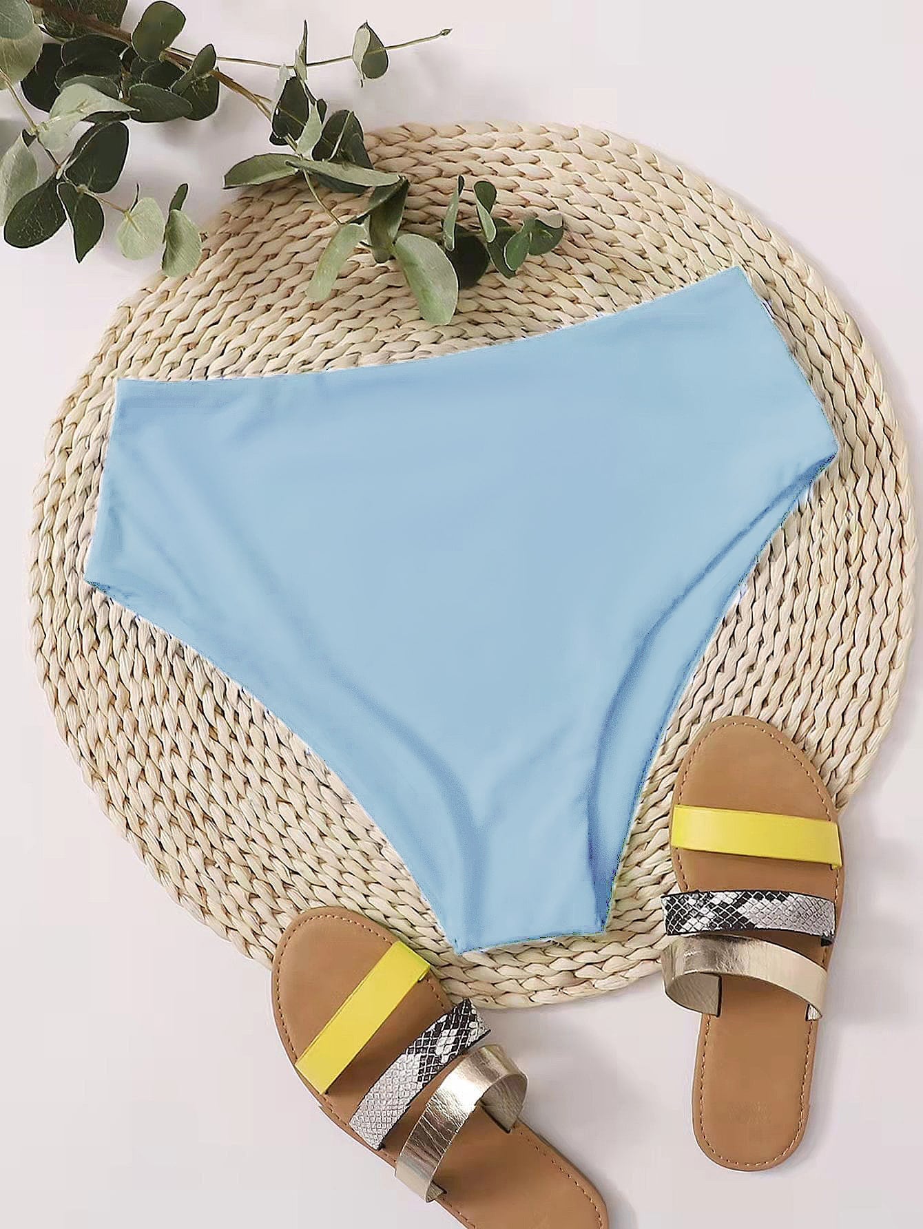 Swim Basics Summer Beach Plain High Waisted Bikini Panty