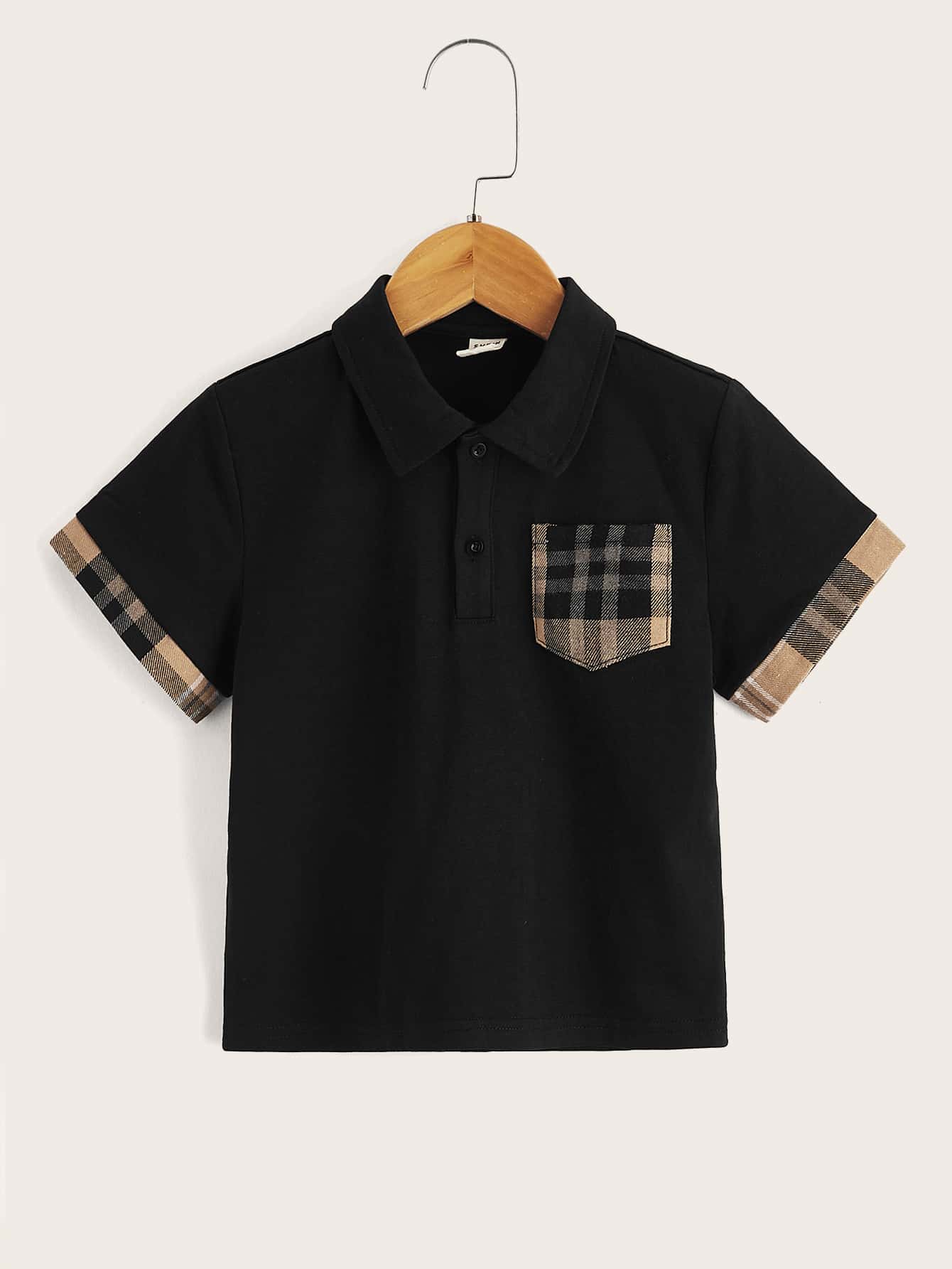 Young Boy Plaid Short Sleeve Polo Shirt With Pocket, Casual And Suitable For Summer Daily Wear