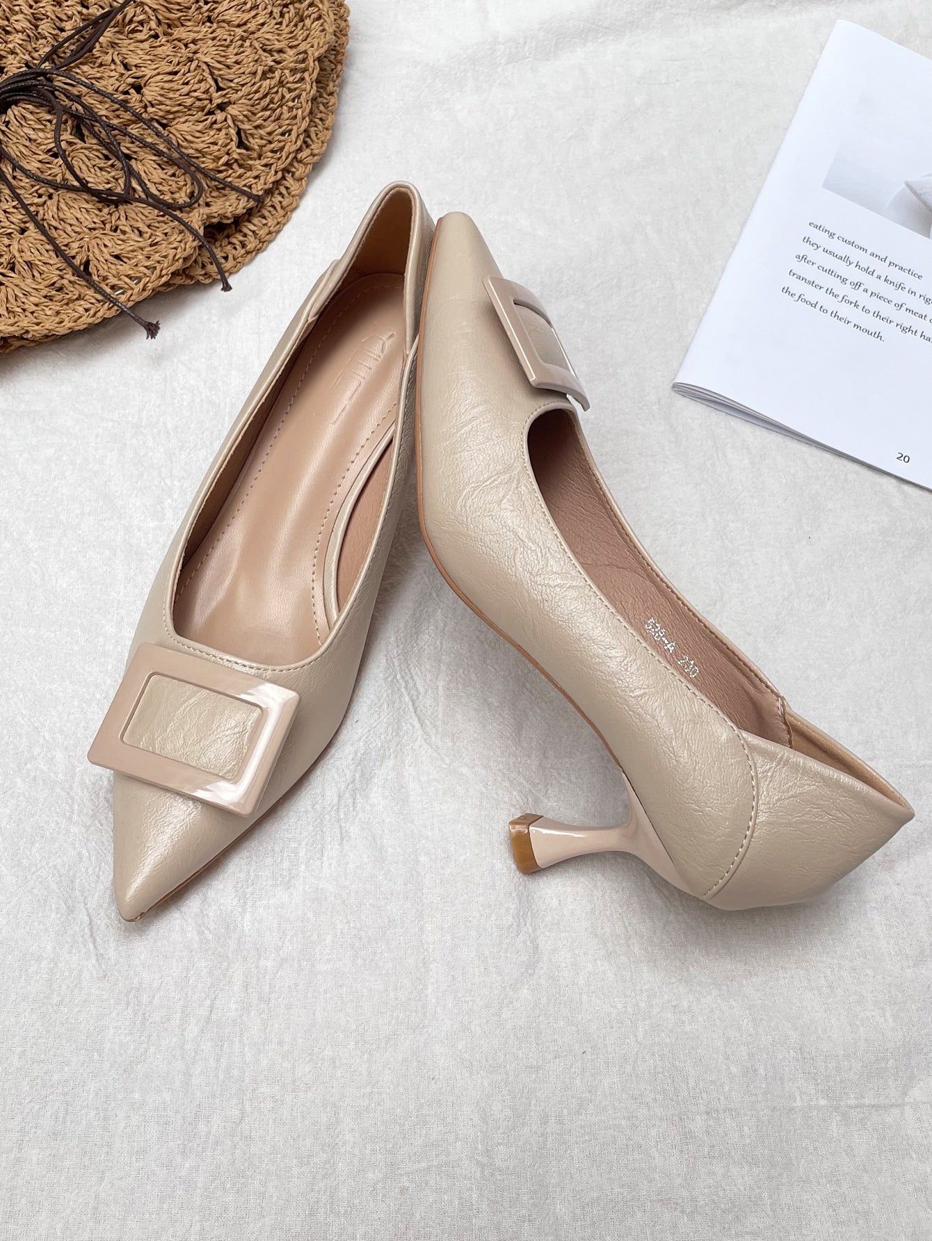 Women's Apricot Elegant Solid Color High Heel Pumps With Geometric Decorative Pyramid Heel