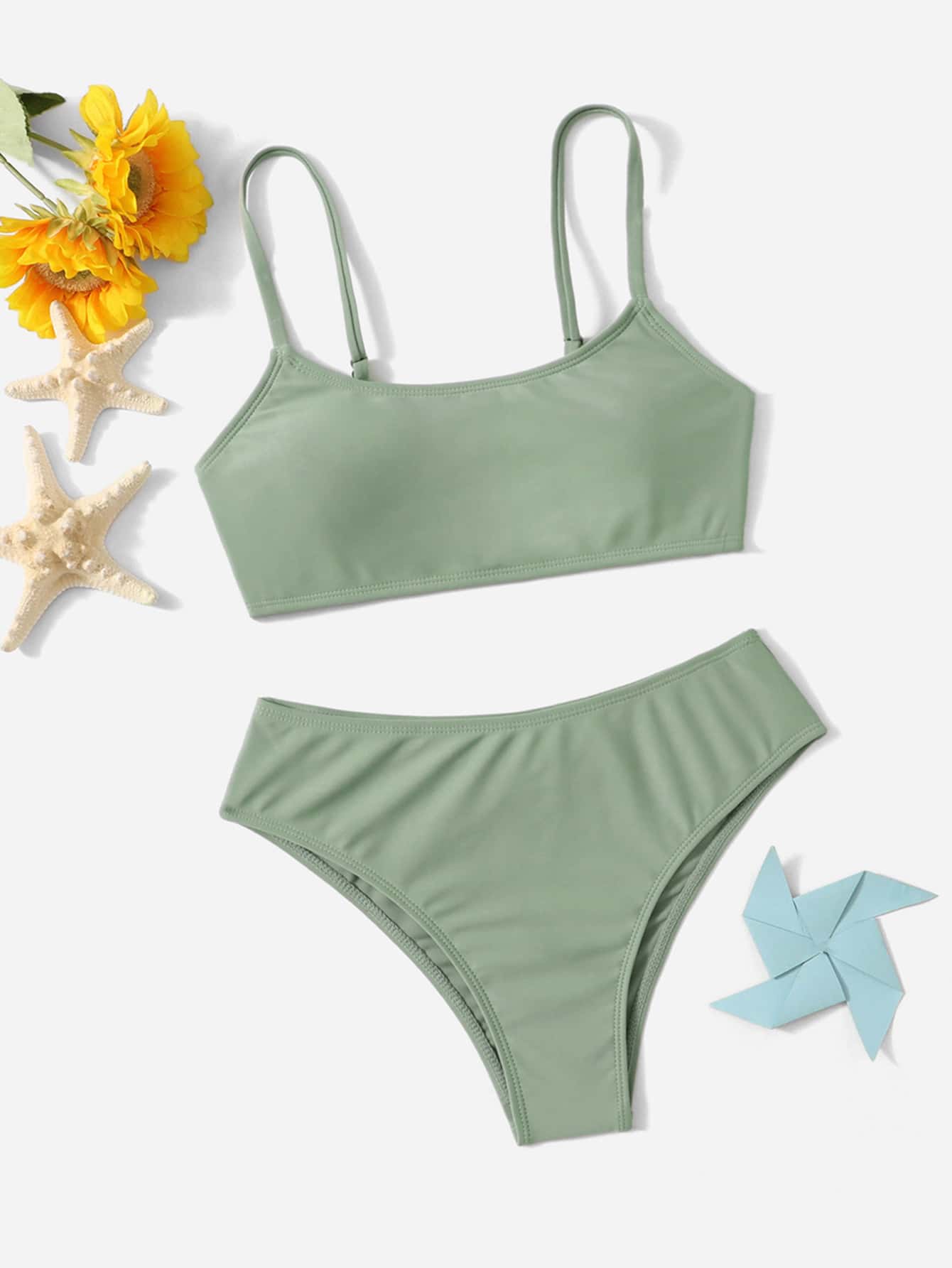 Teen Girls Solid Bikini Set Summer Beach