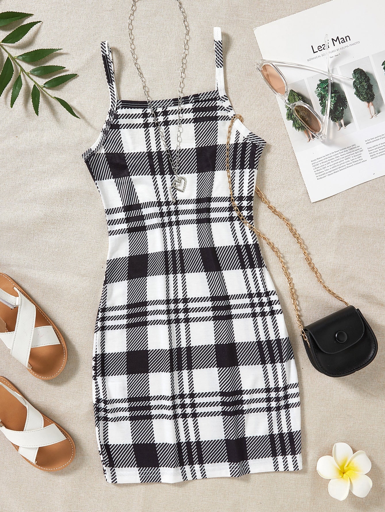 Tween Girl Plaid Print Cami Dress