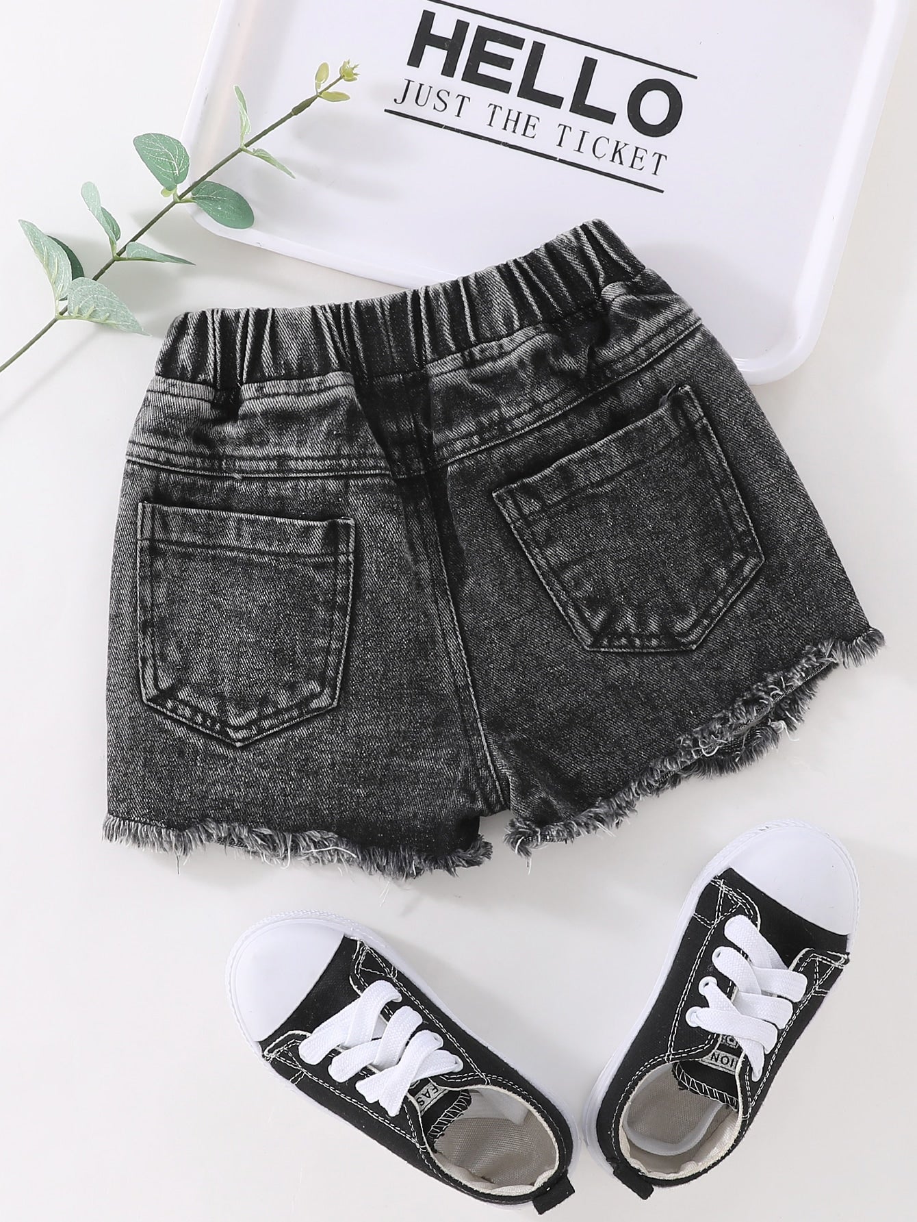 Young Girl Ripped Raw Cut Denim Shorts