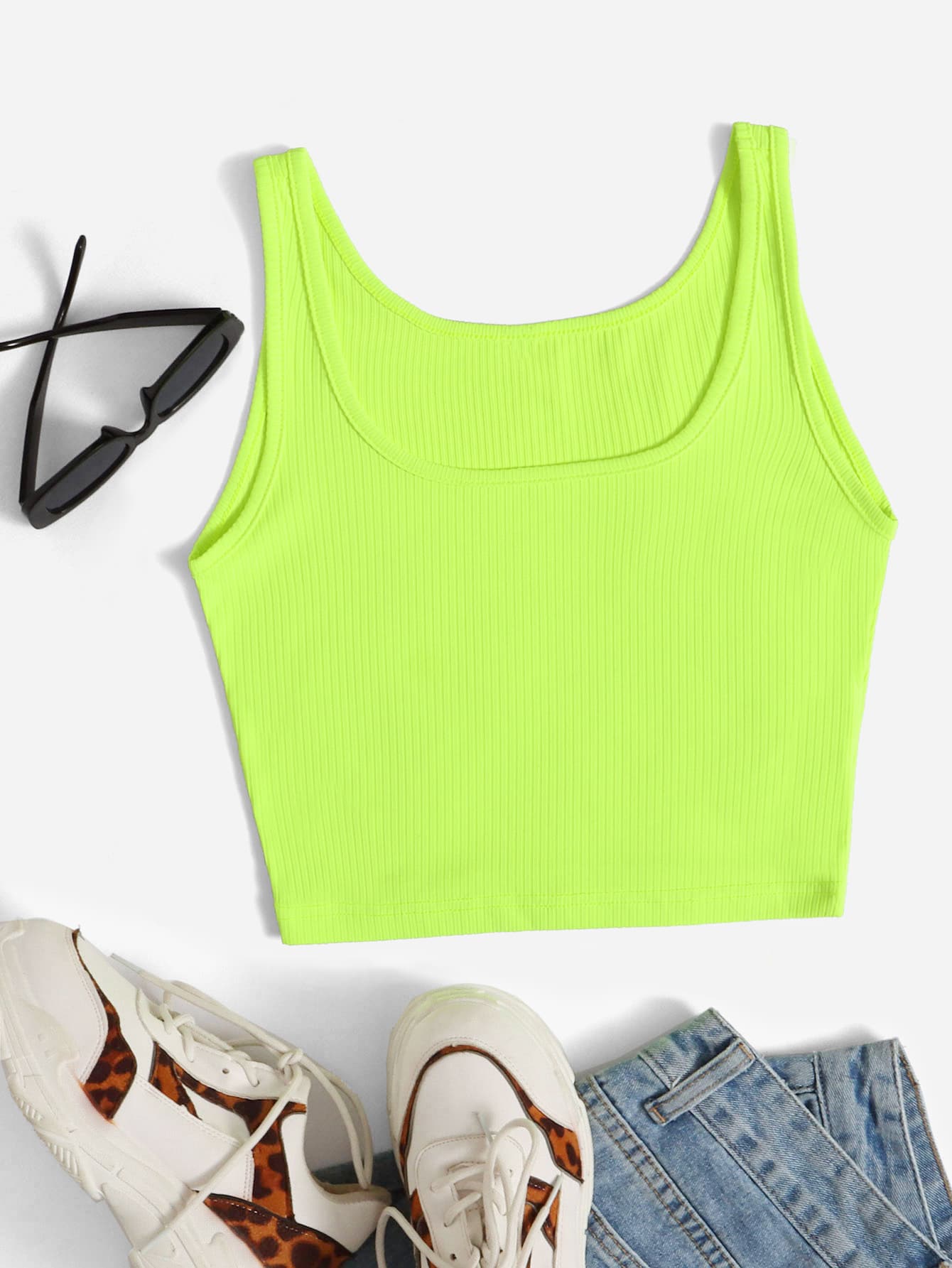 Summer Outfits Rib-Knit Crop Tank Top