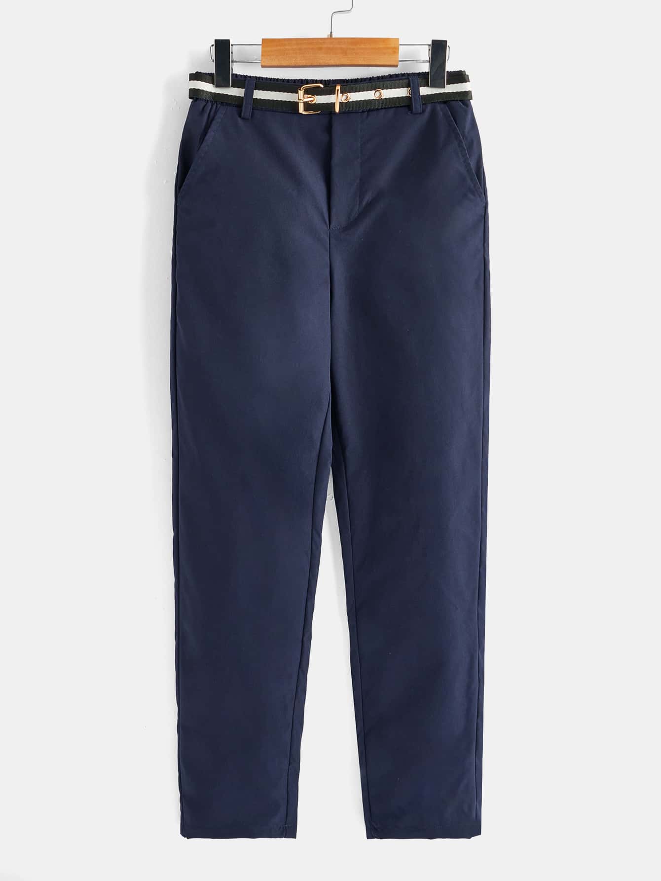 Tween Boy Slant Pocket Buckle Belted Pants