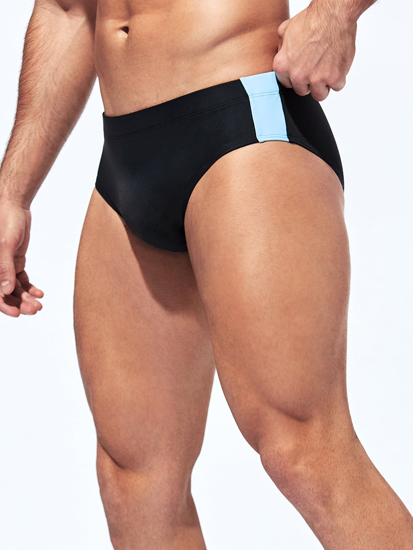 Men Contrast Side Seam Swim Brief