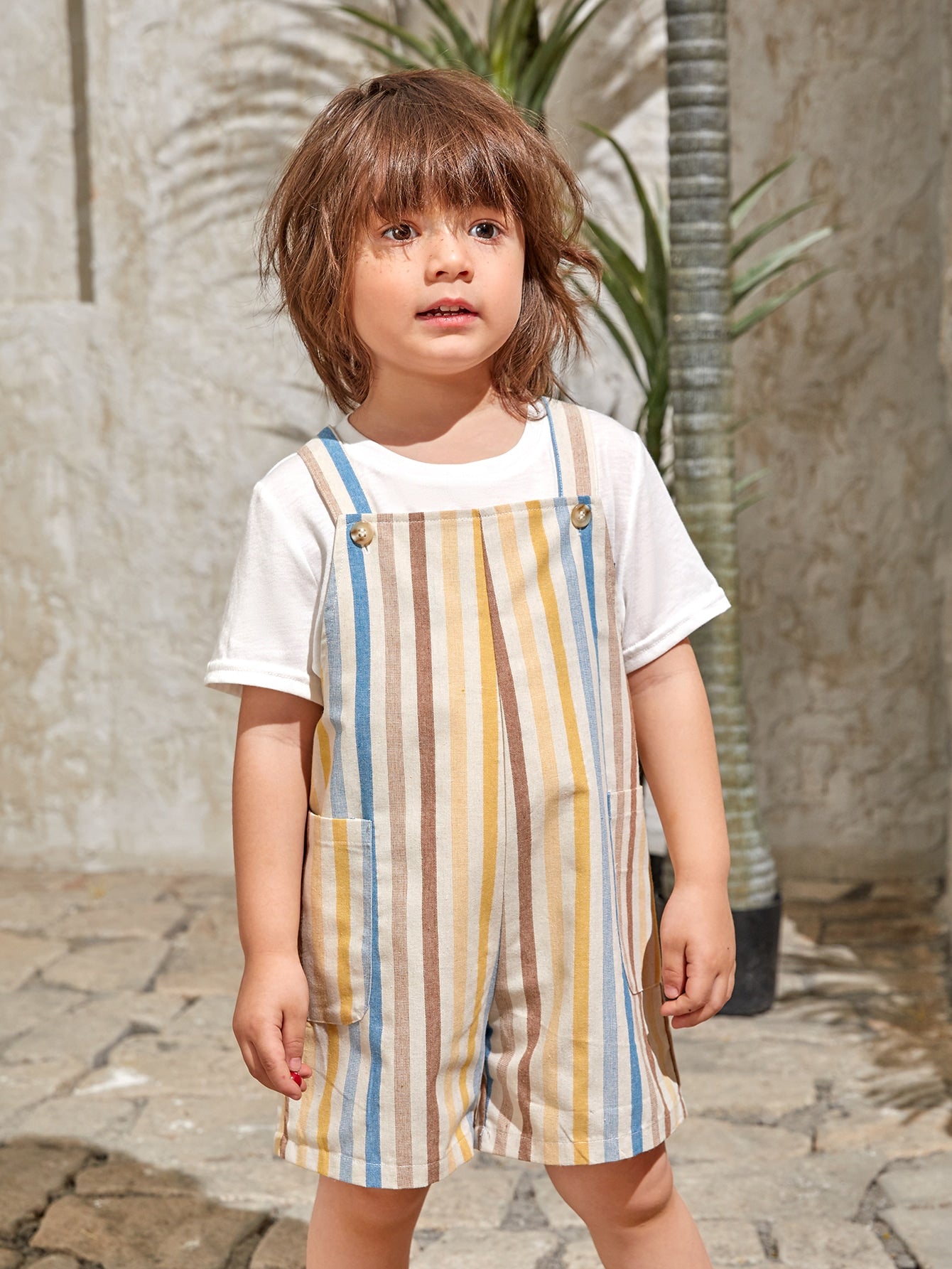 Young Boy Block Striped Romper