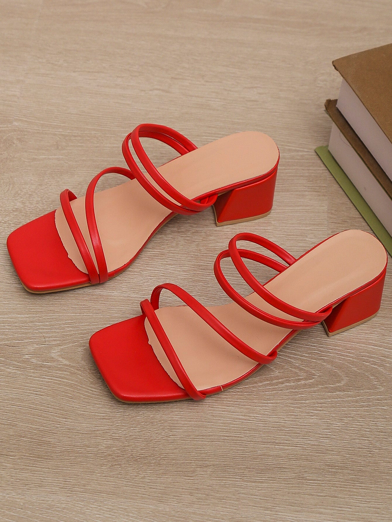 Youth Fashion Striped High Heel Sandals, Casual & Sexy Two-Way Wearable High Heel Slides