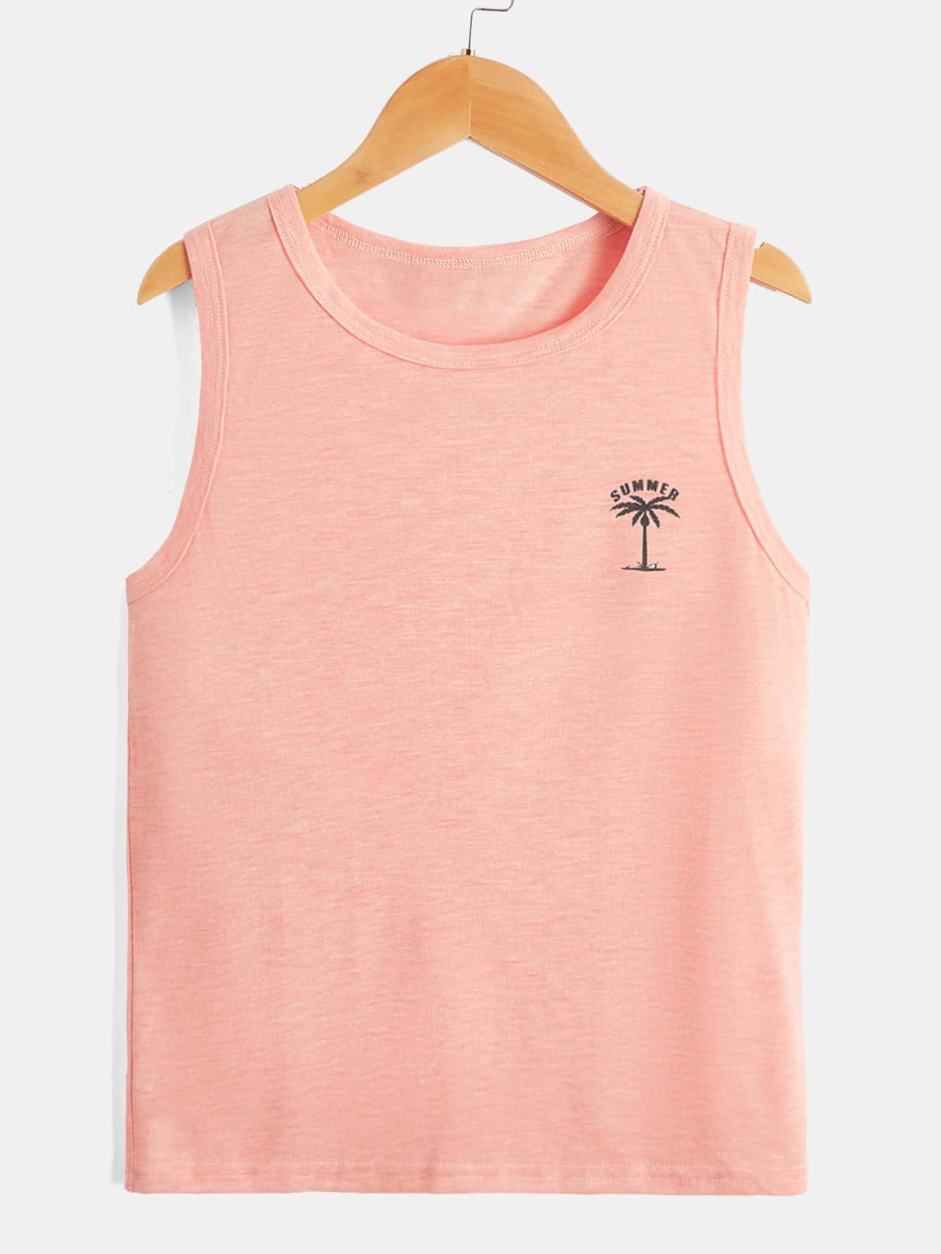 Tween Boy Coconut Tree & Letter Graphic Tank Top