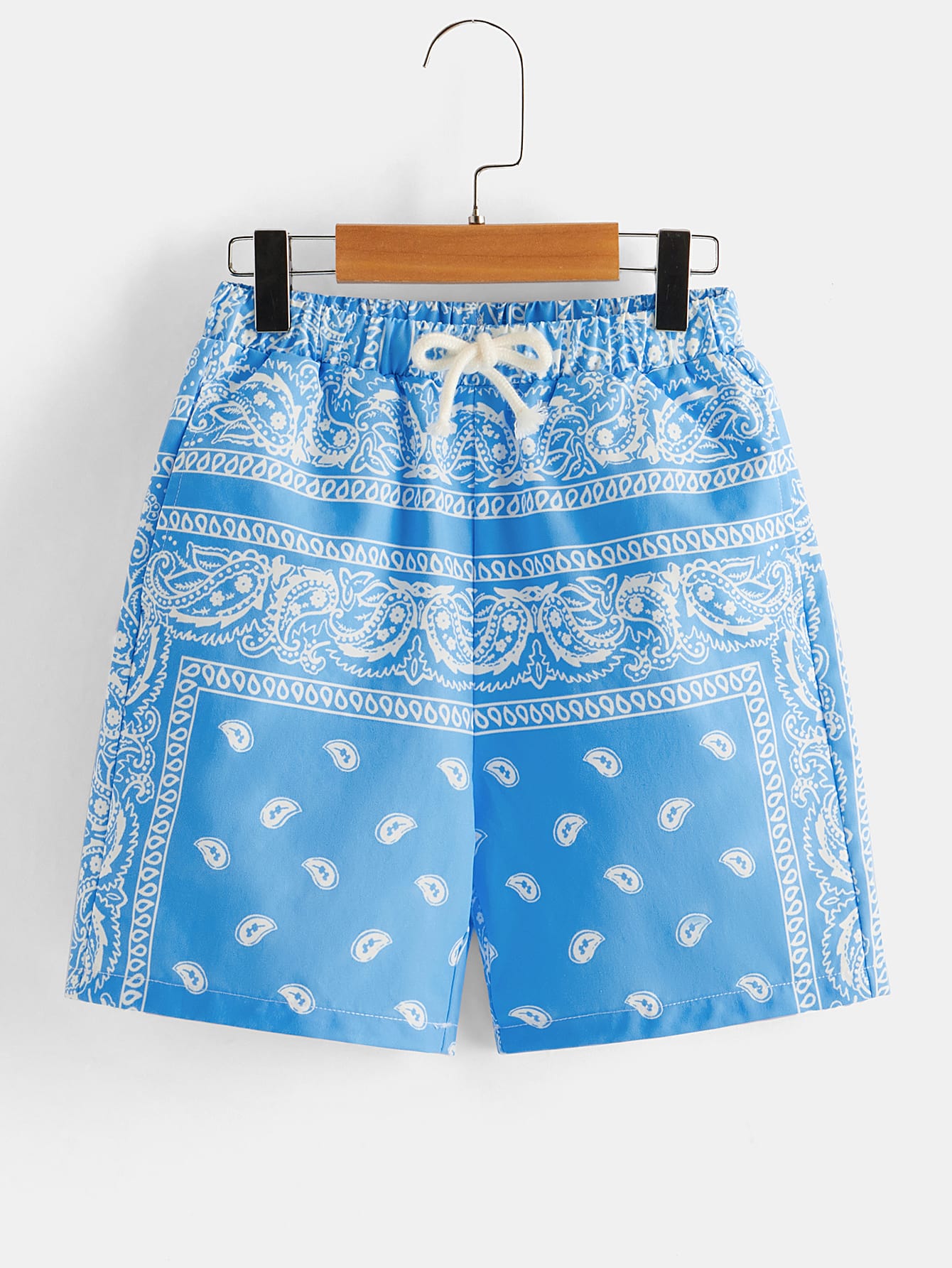 Tween Boy Paisley Print Drawstring Waist Shorts