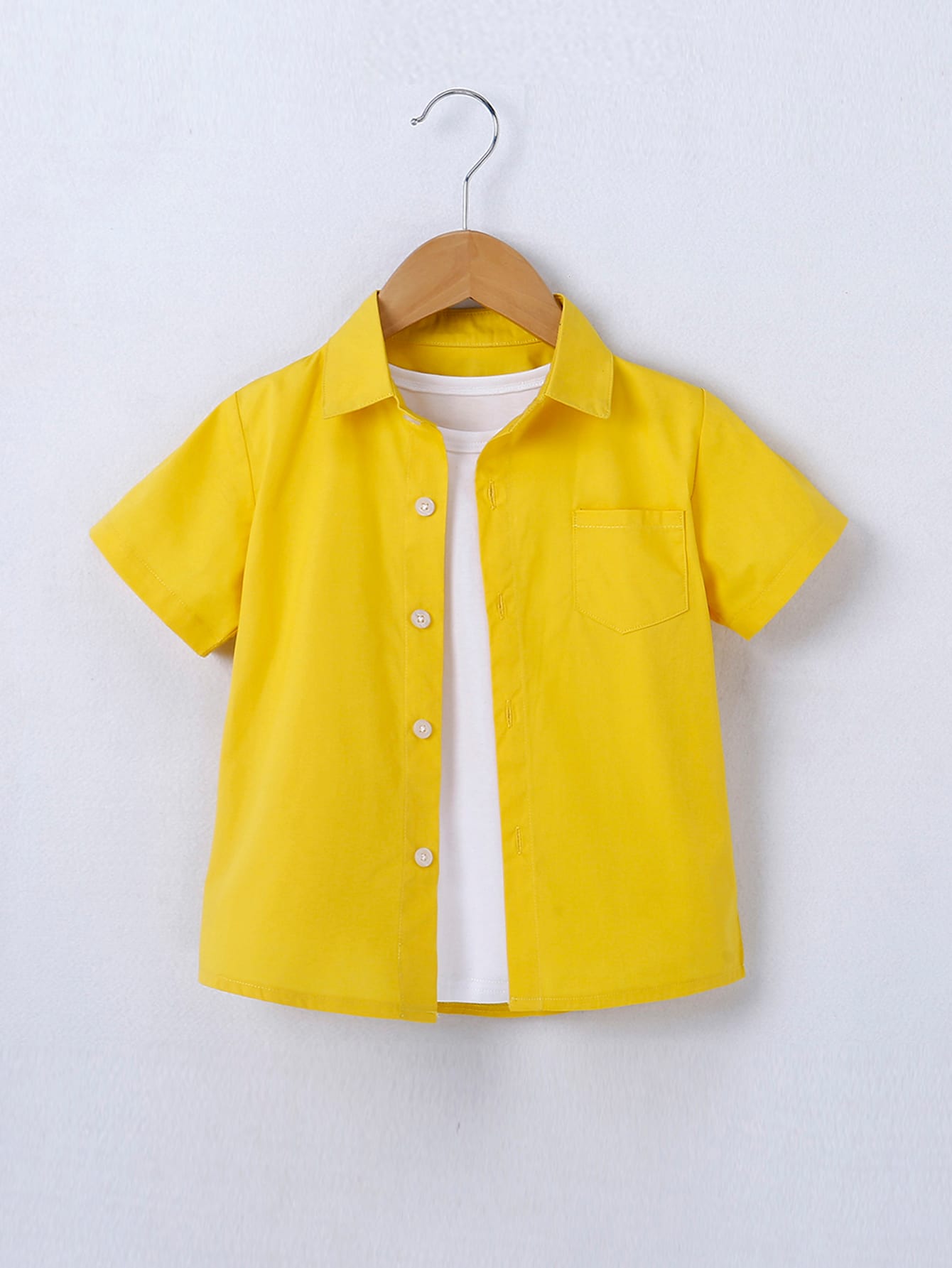 Young Boy Patched Pocket Shirt Without Tee