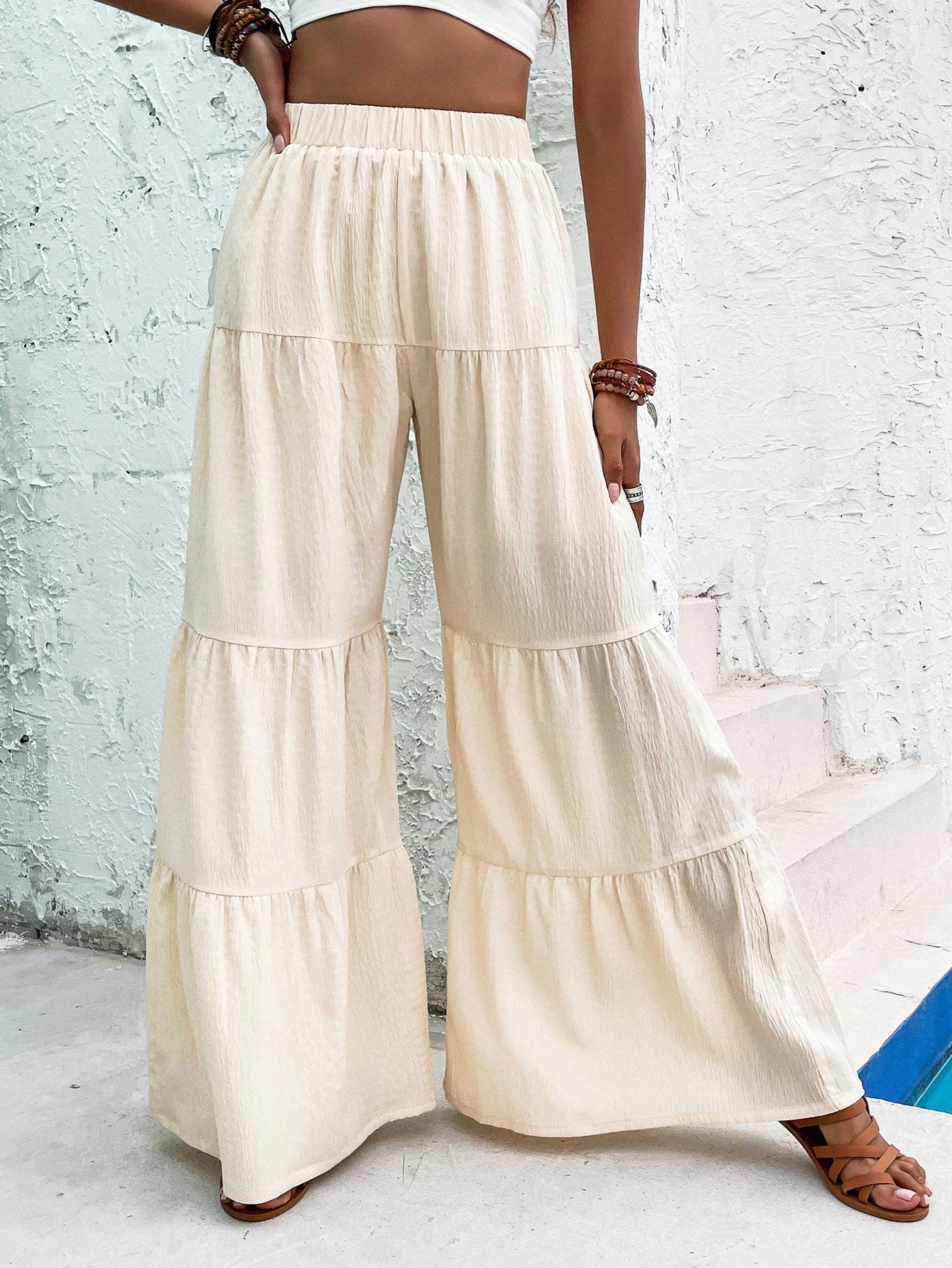 Women's Elegant Textured Casual Comfortable Long Pants