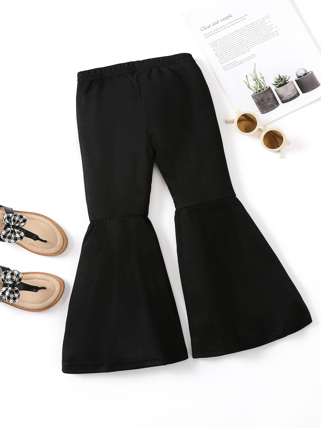 Young Girl Solid Flare Leg Pants