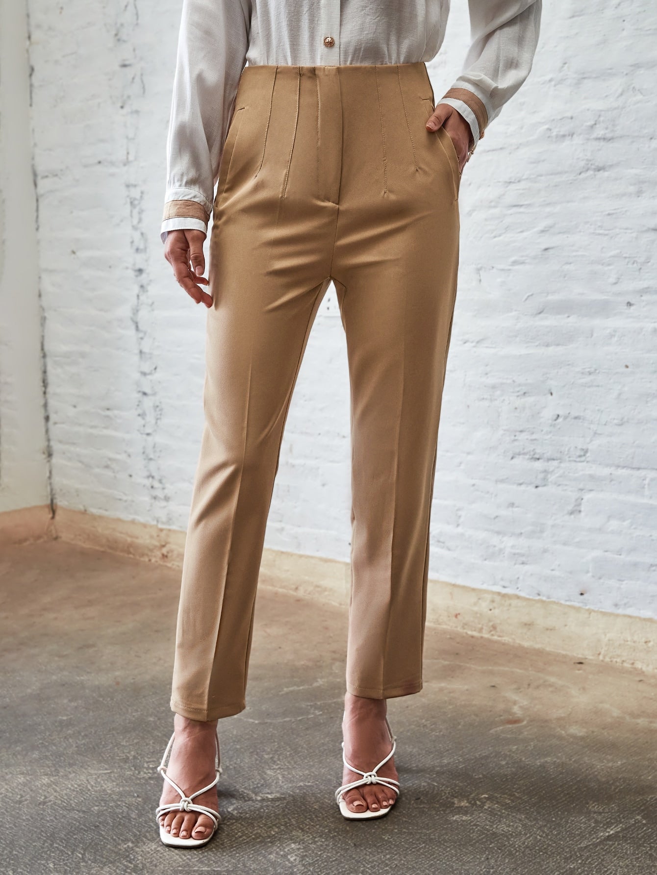 Women Simple And Versatile Daily Outfit With Regular Pants