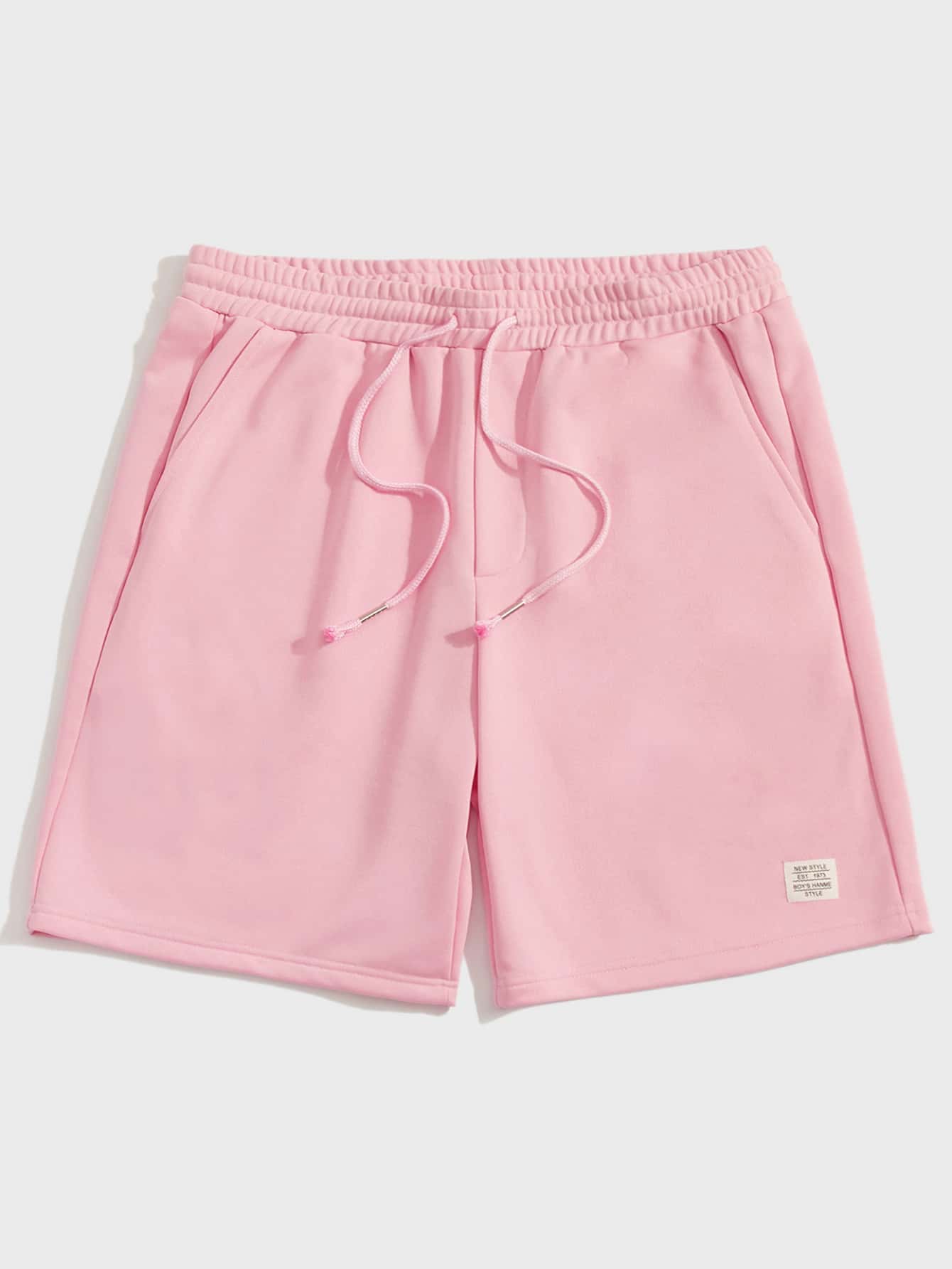 Men Letter Patched Drawstring Waist Shorts