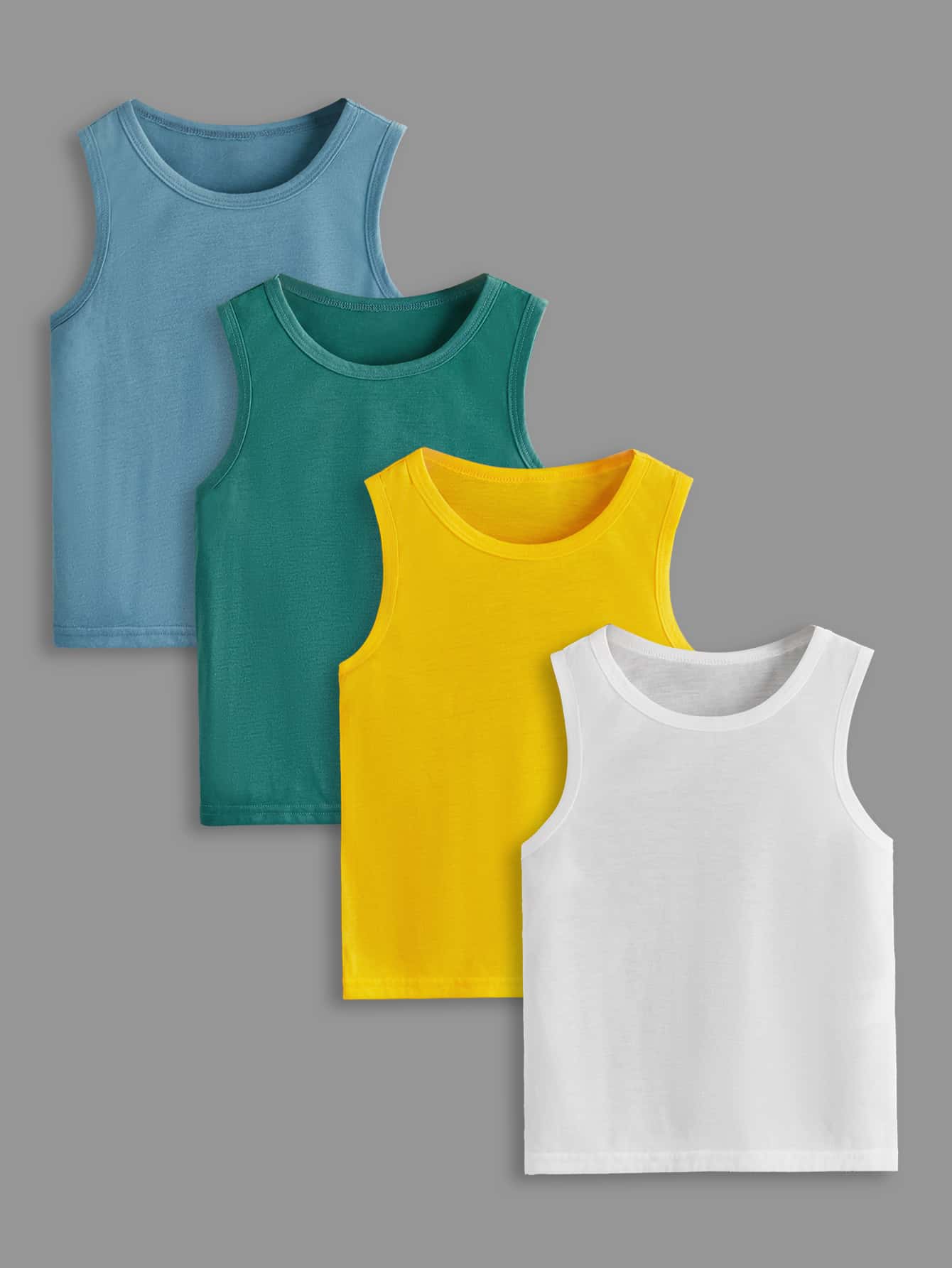 Young Boy 4pcs Solid Tank Top