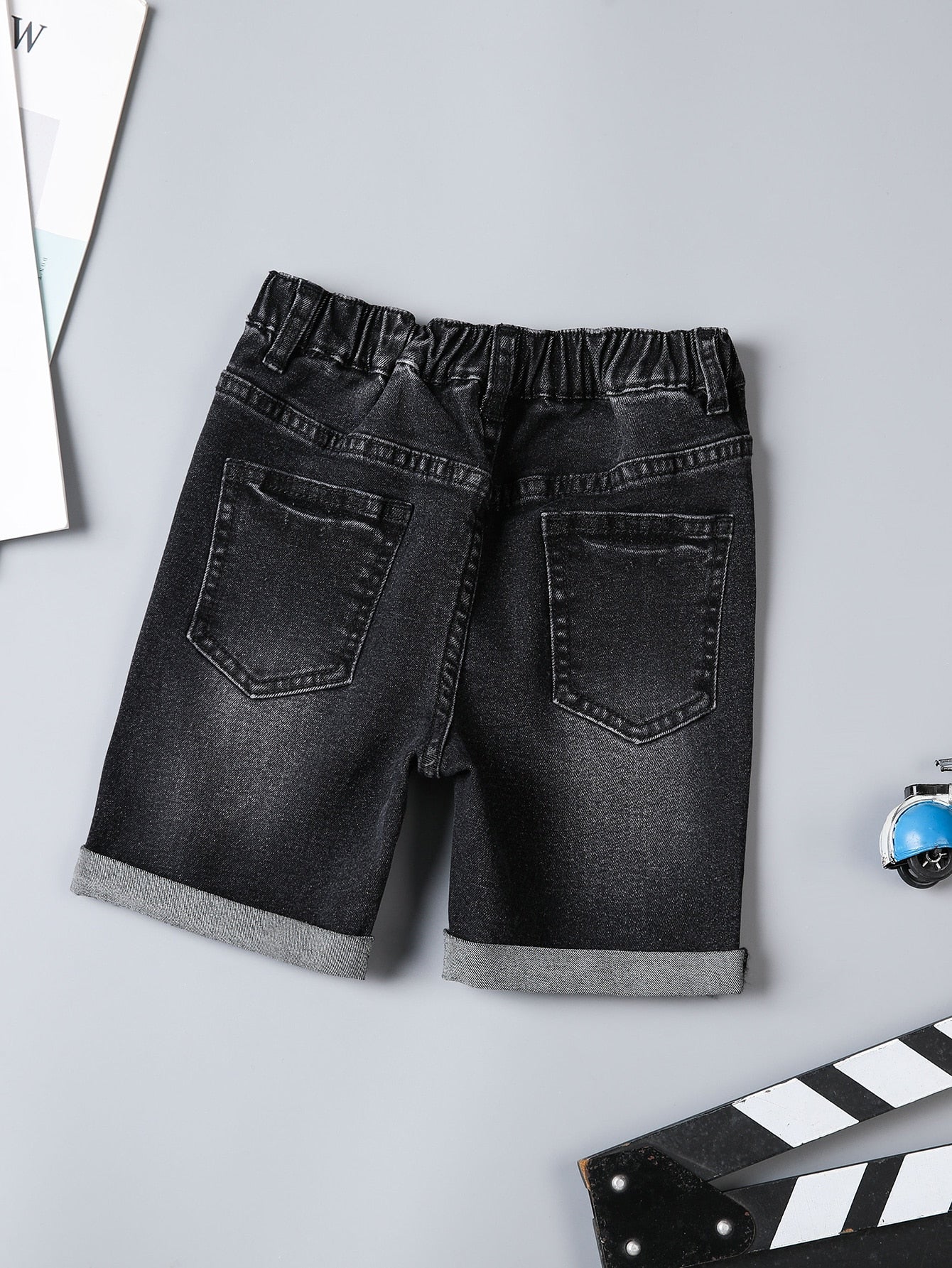 Young Boy Washed Roll Up Hem Denim Shorts