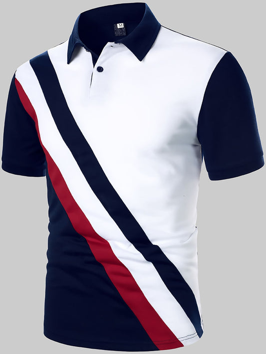 Men Contrast Panel Polo Shirt