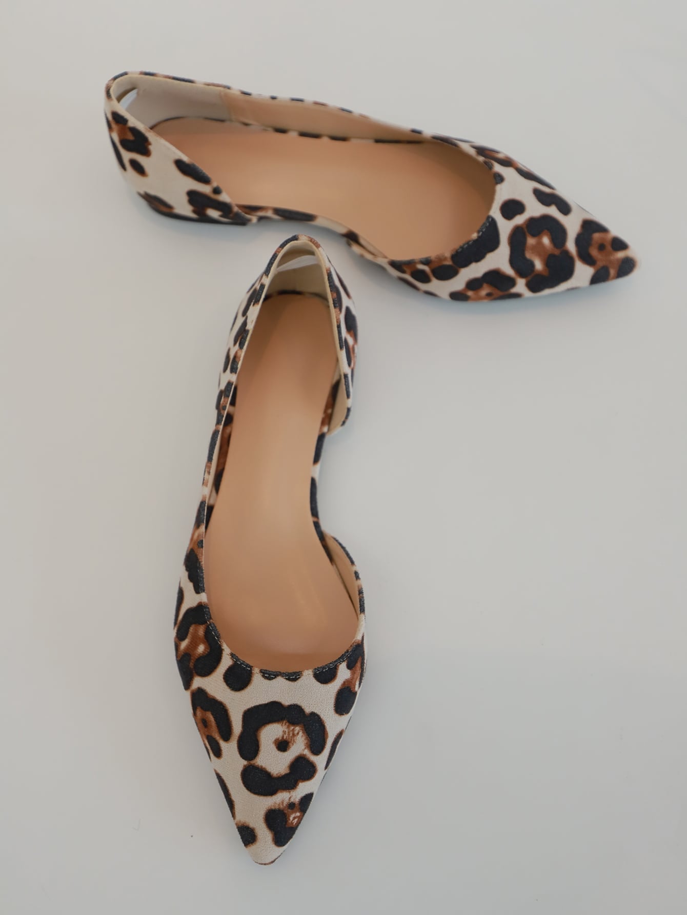 Women Leopard Pattern Point Toe Slip On Flats, Fashion Outdoor Ballet Flats