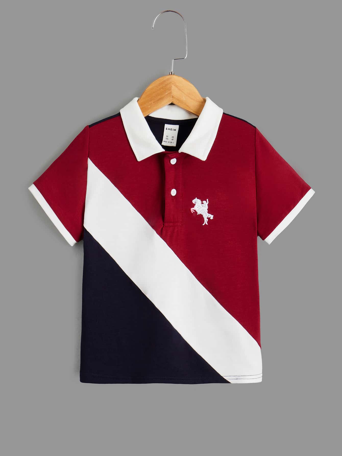 Young Boy Casual Color Block Polo Shirt