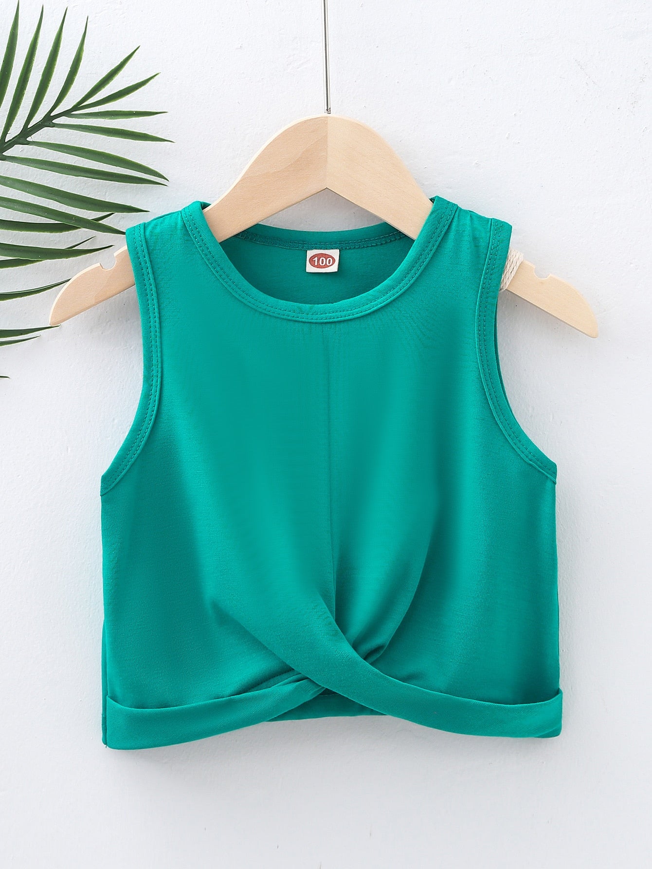 Young Girl Twist Hem Solid Tank Top