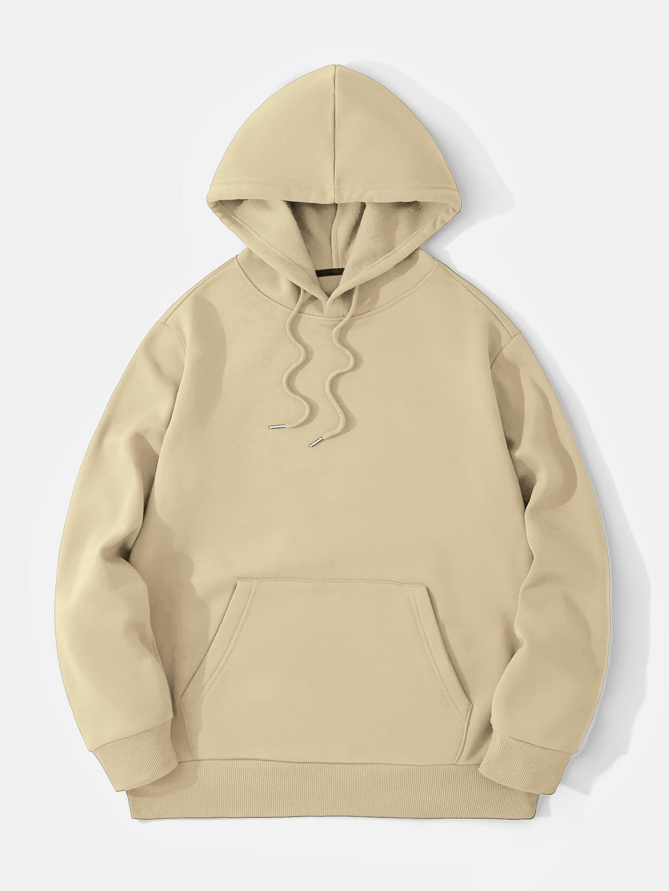 Men Kangaroo Pocket Drawstring Thermal Hoodie