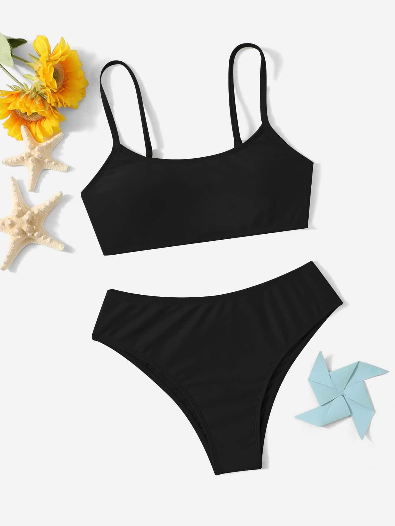 Teen Girls Solid Bikini Set Summer Beach